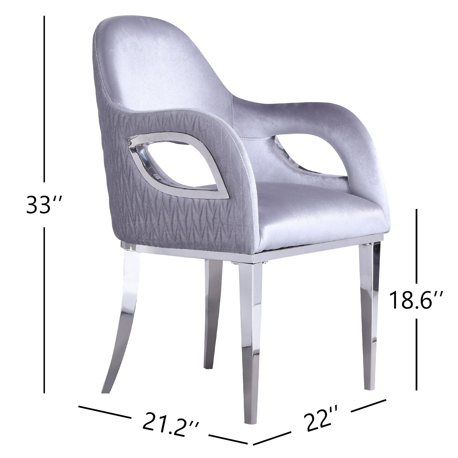 Wholesale Silver Velvet Chairs with Fox-Eye Armrest