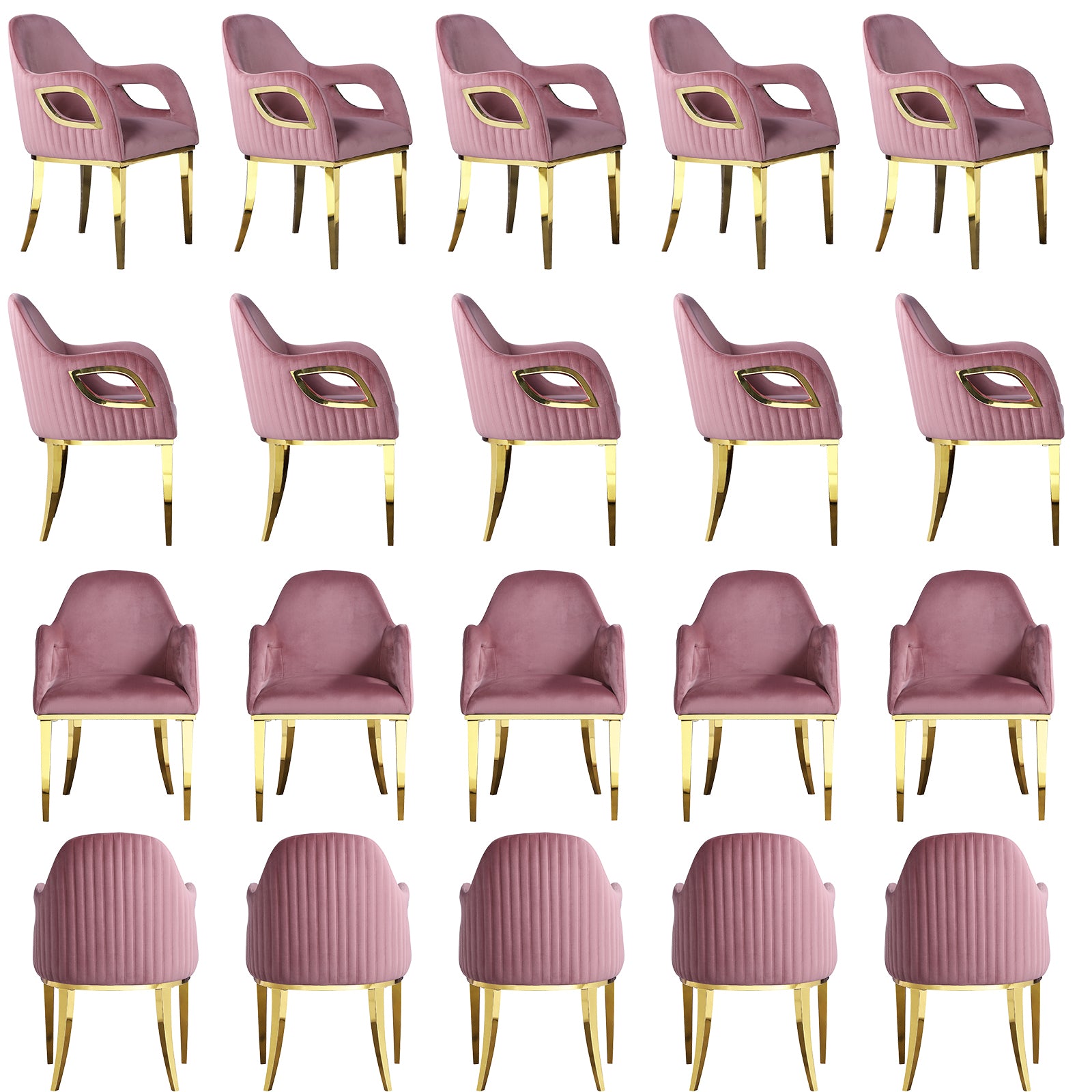 Wholesale Pink Velvet Chairs with Fox-Eye Armrest