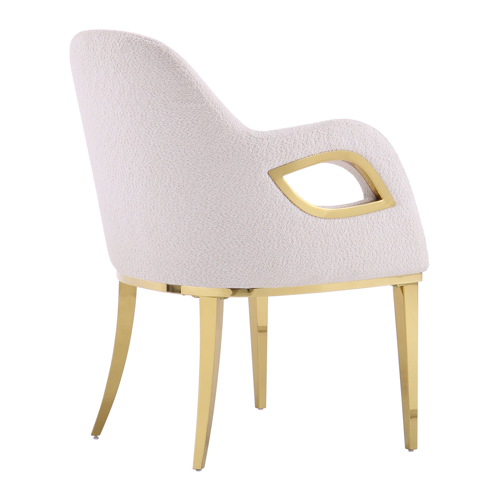 Boucle Fabric Chairs | Fox-Eye Armrest | Metal legs | C103