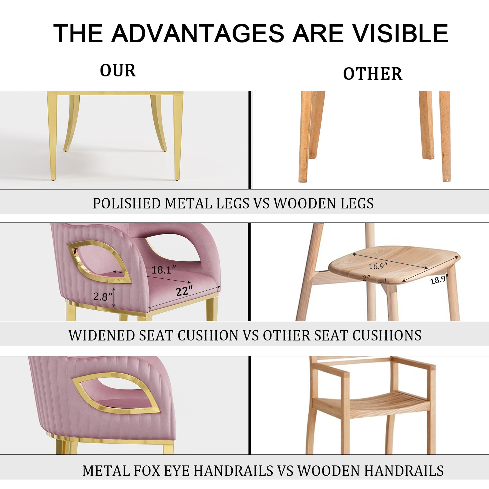 Pink Velvet Chairs | Fox-Eye Armrest | Gold metal legs | C101