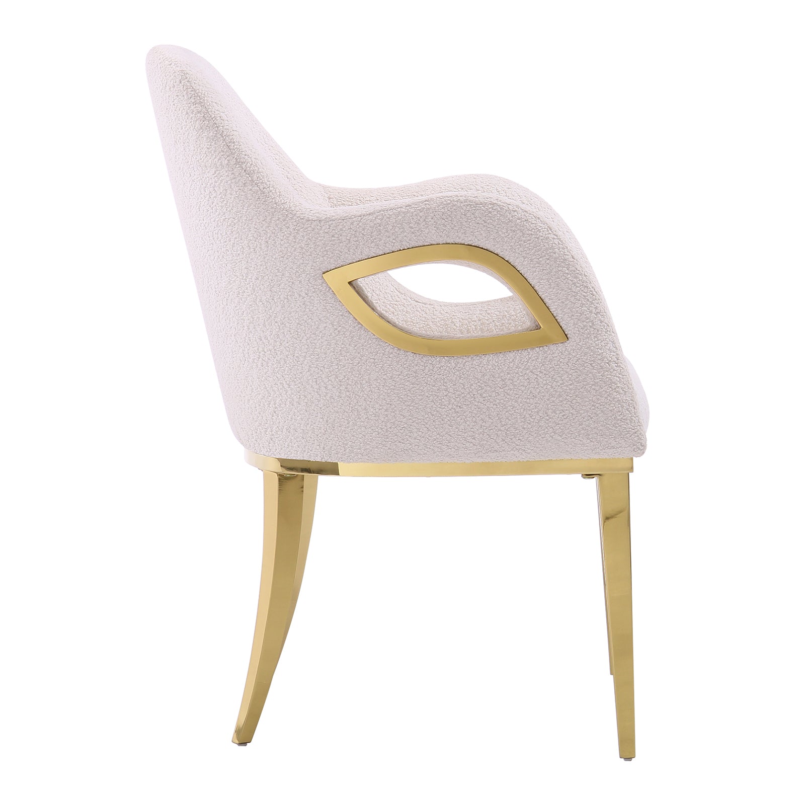 Boucle Fabric Chairs | Fox-Eye Armrest | Metal legs | C103