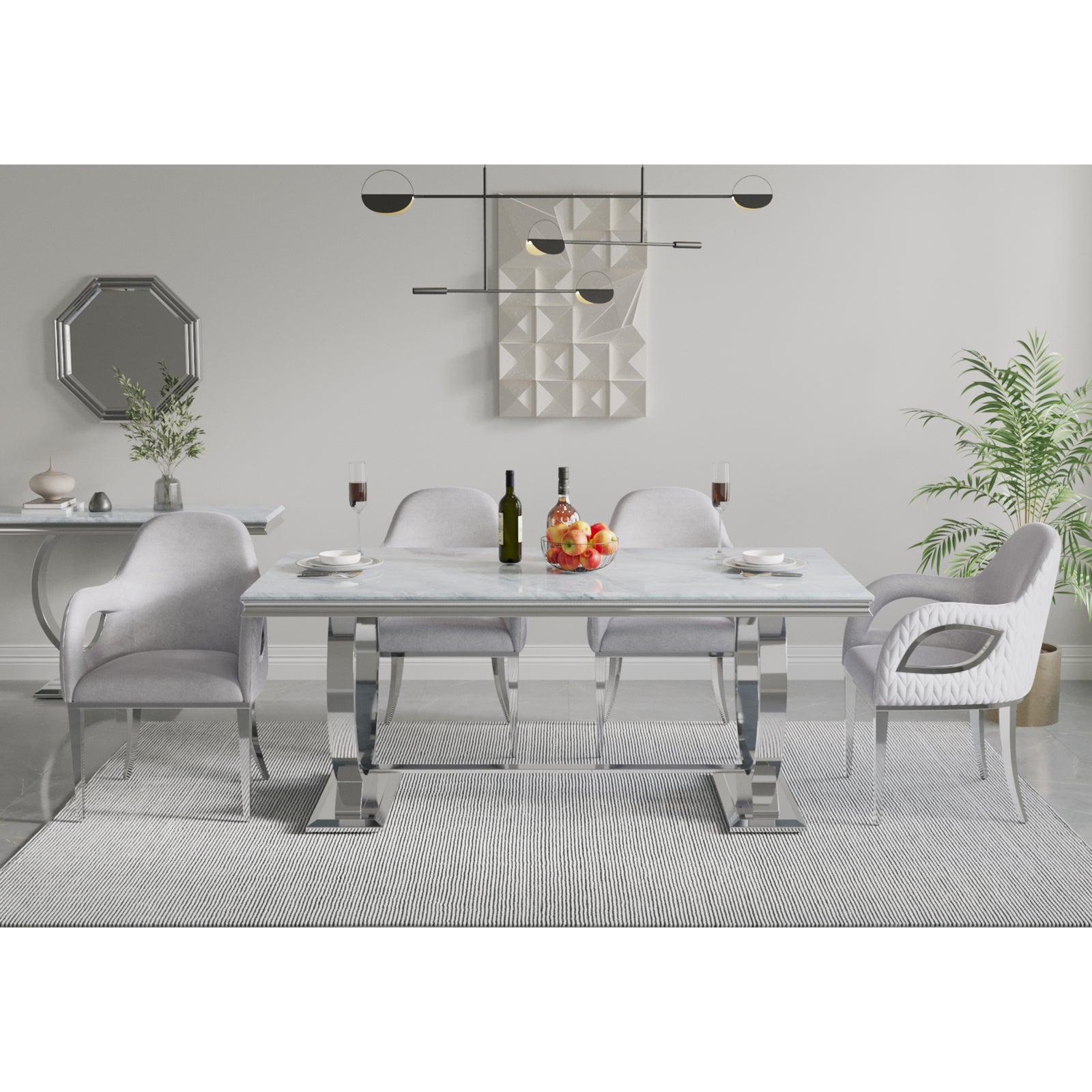 624-Set | AUZ Silver and Gray Dining room Sets for 6