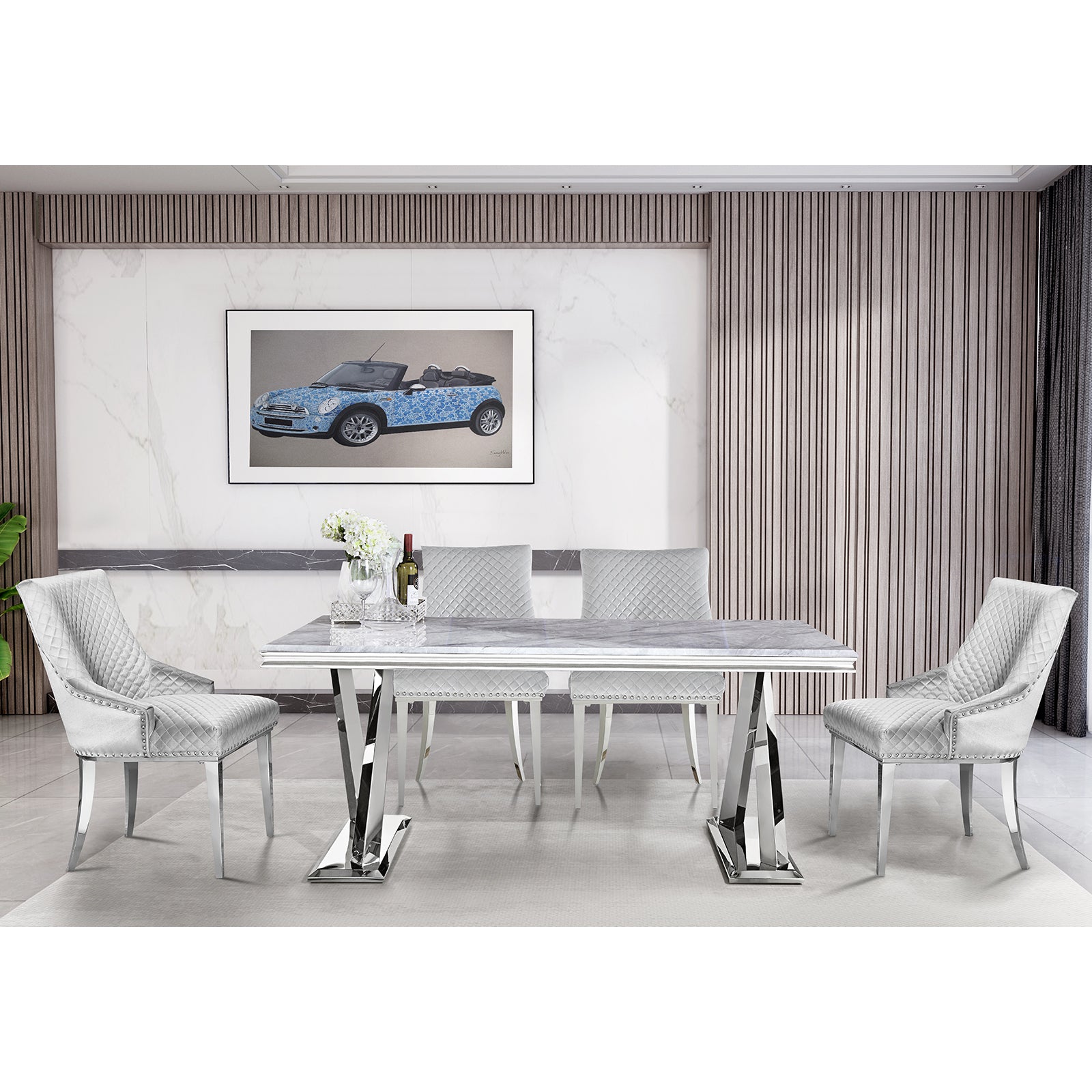 671-Set | AUZ Silver and Gray Dining room Sets for 6