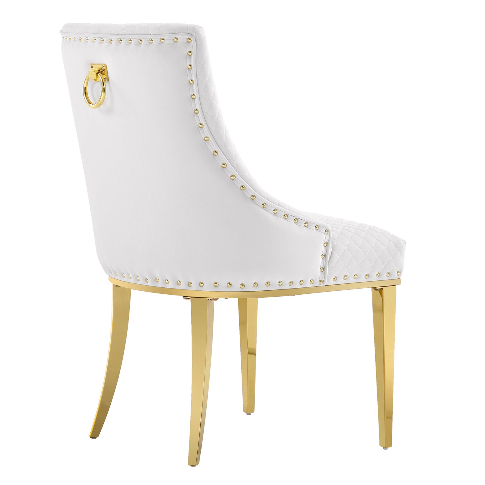 White Velvet Chairs | Nailhead Trim | Metal legs | C106