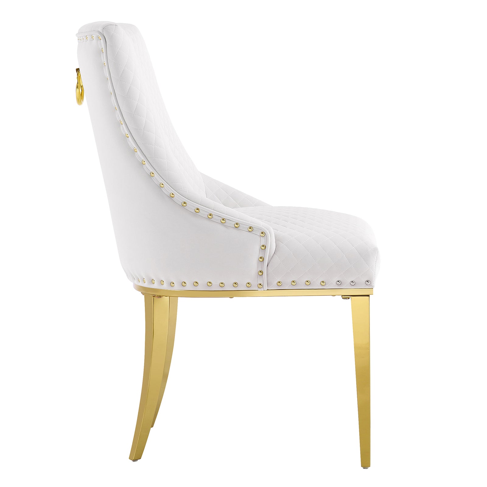 White Velvet Chairs | Nailhead Trim | Metal legs | C106