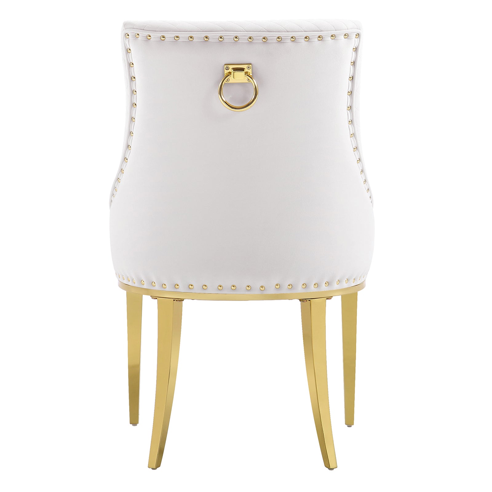 White Velvet Chairs | Nailhead Trim | Metal legs | C106