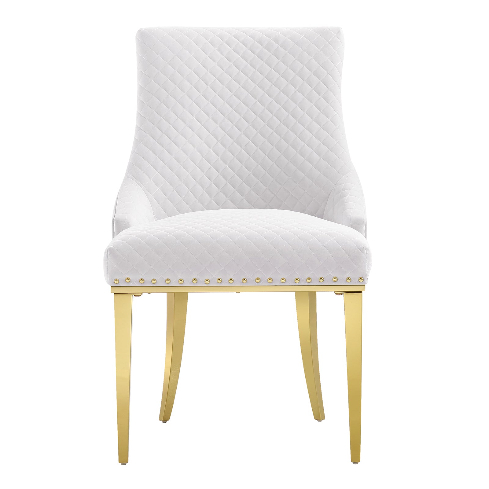 White Velvet Chairs | Nailhead Trim | Metal legs | C106