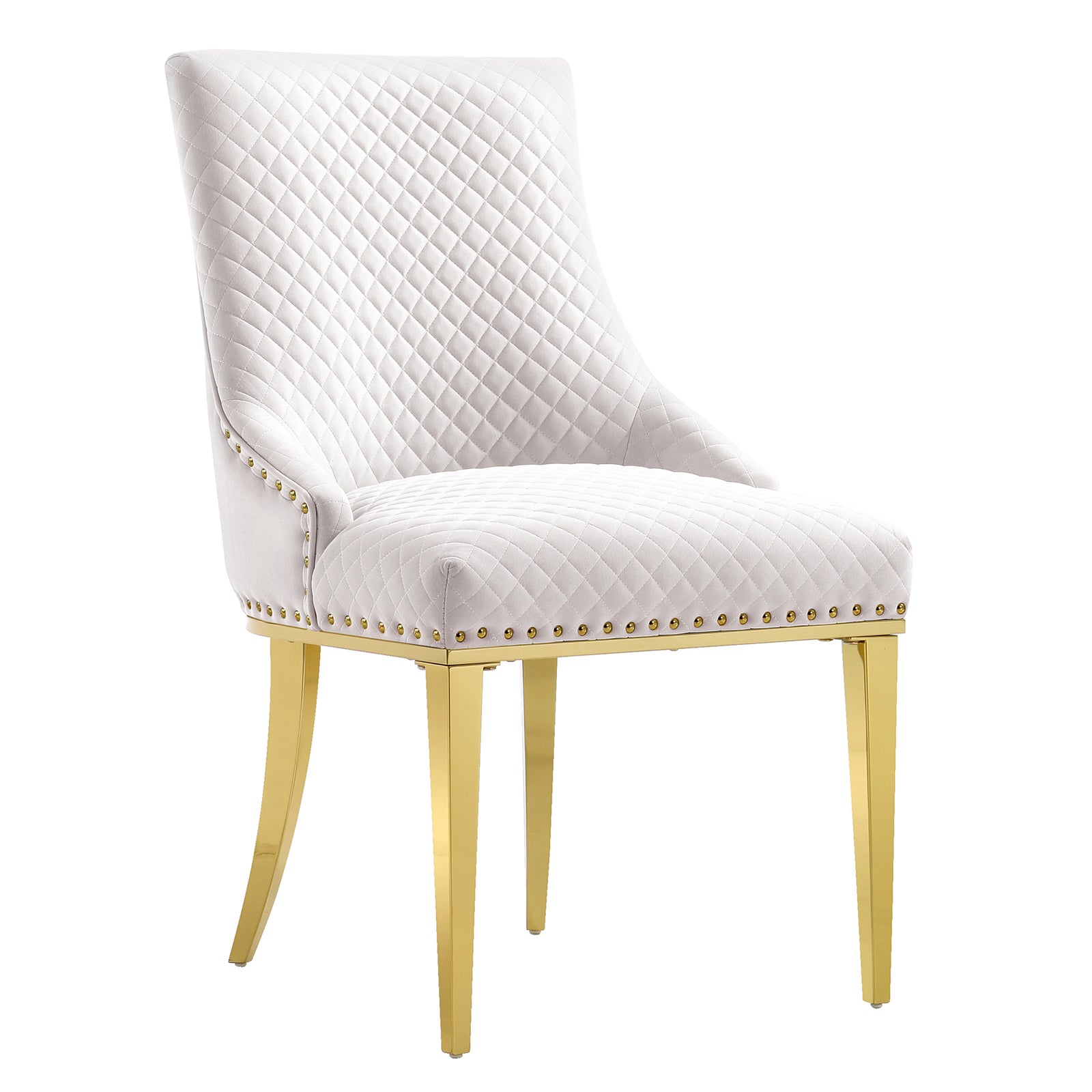 White Velvet Chairs | Nailhead Trim | Metal legs | C106