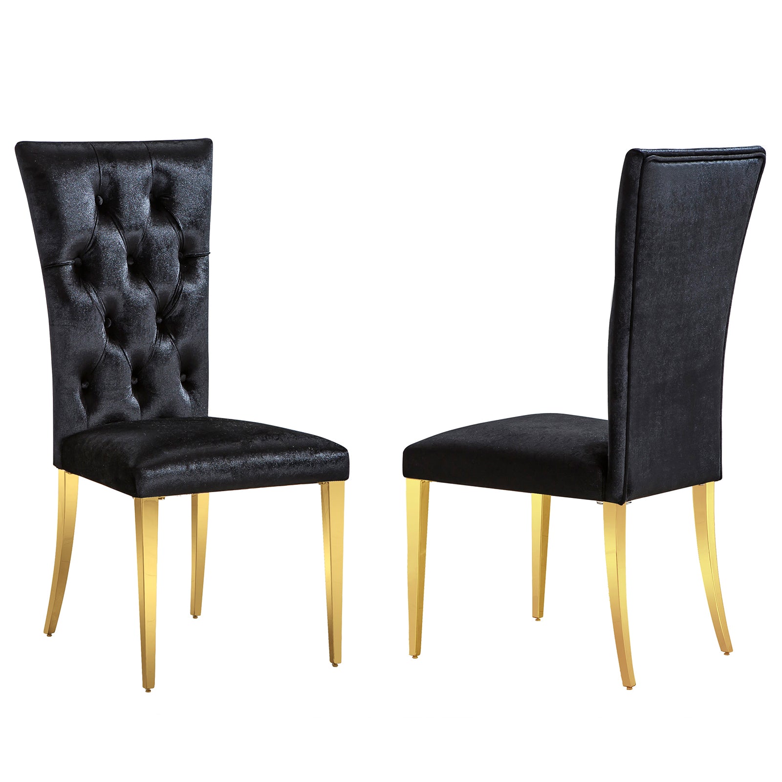 Black Velvet Dining Chairs | Buttons Tufted | High Back| C125