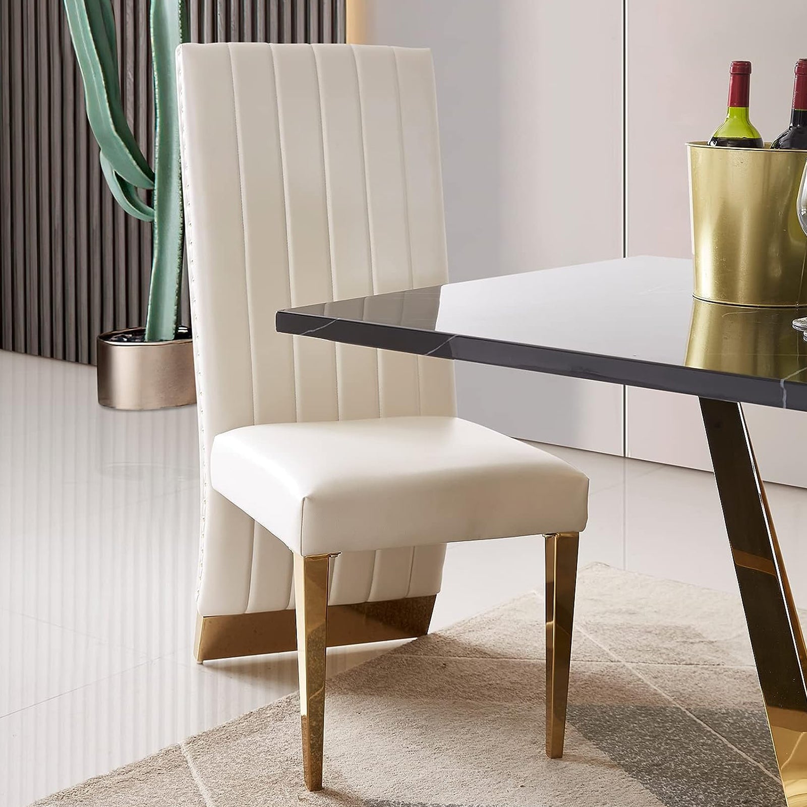 695 Set | AUZ White and gold Dining room Sets for 6