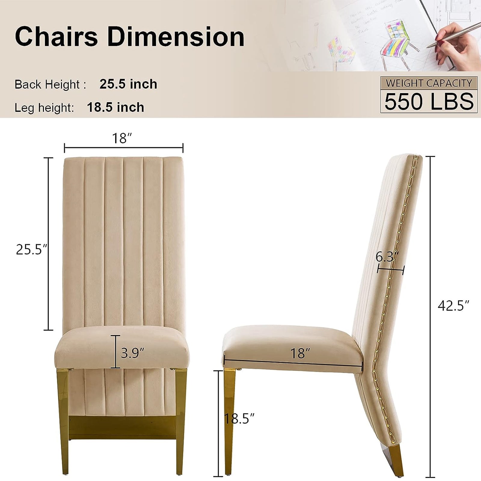 677-Set | AUZ White and Gold Dining room Sets for 6