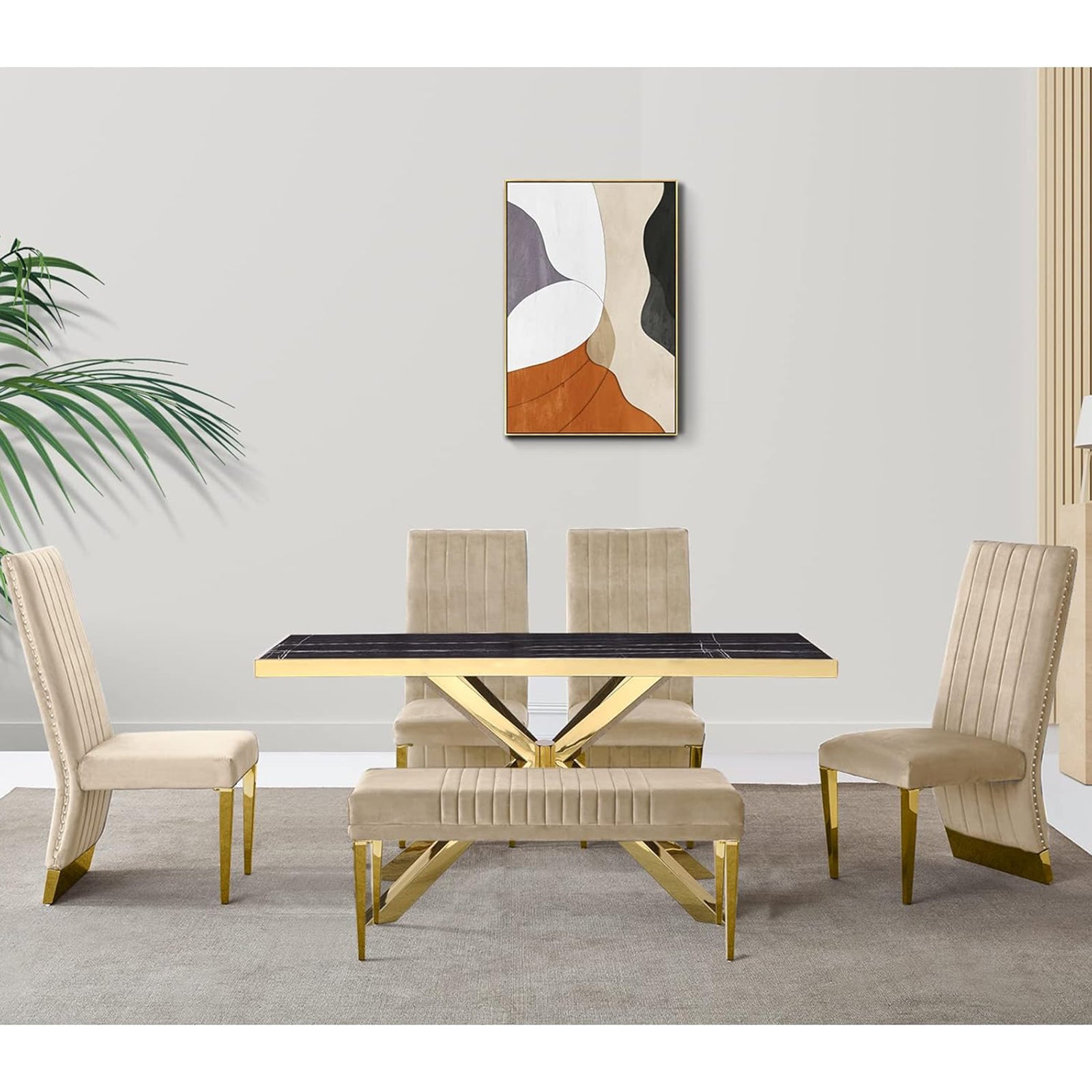 Lovely Color Bench with Gold Stainless Steel Legs | B103