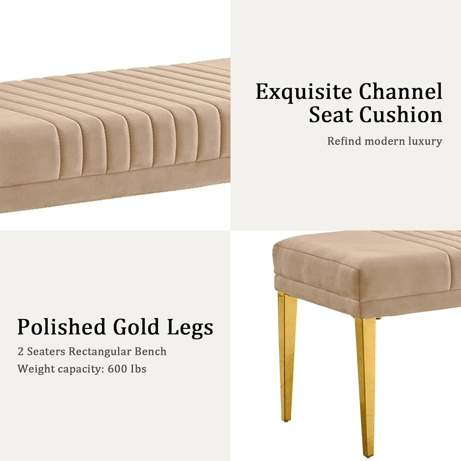 Lovely Color Bench with Gold Stainless Steel Legs | B103