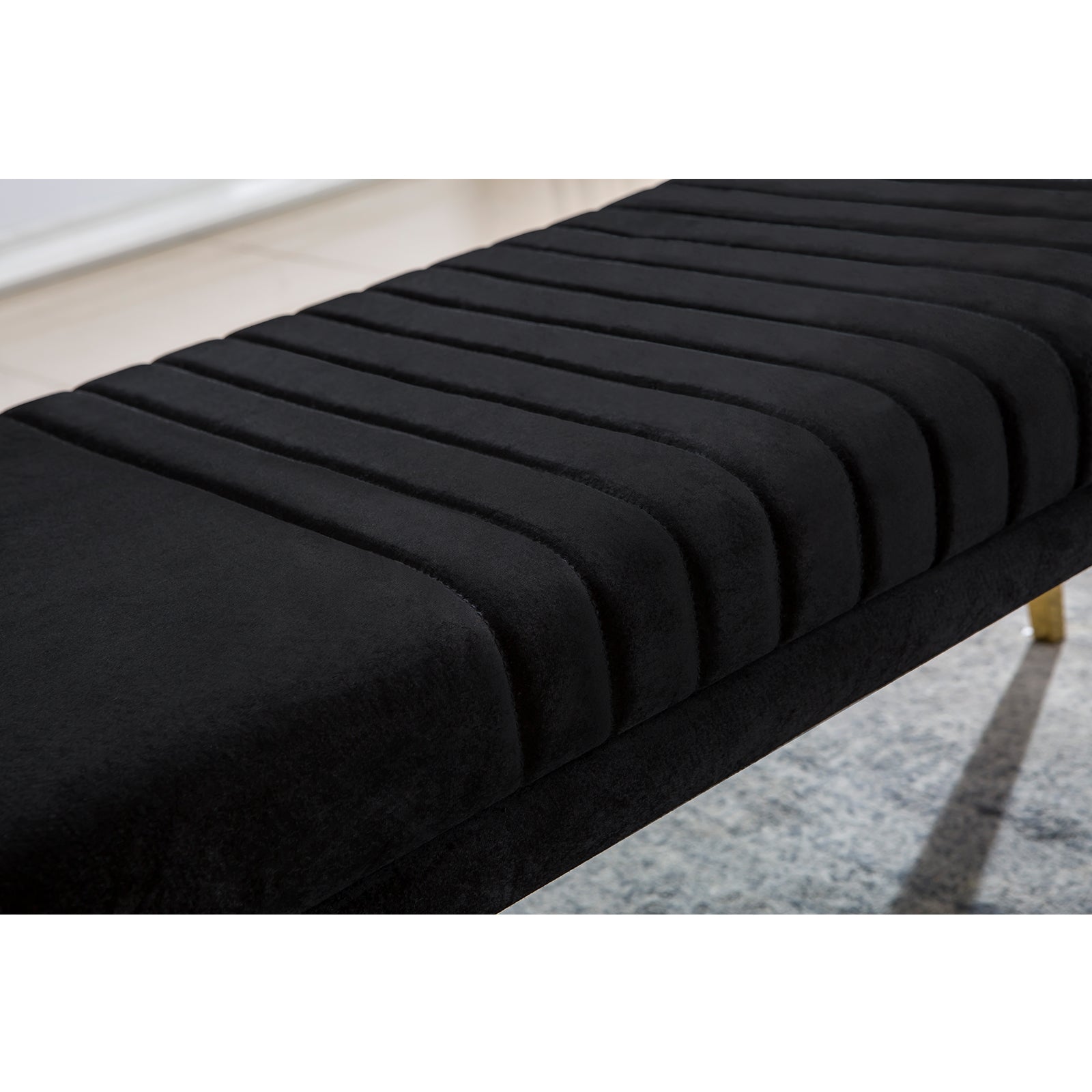 Black Velvet Bench with Gold Stainless Steel Legs | B101