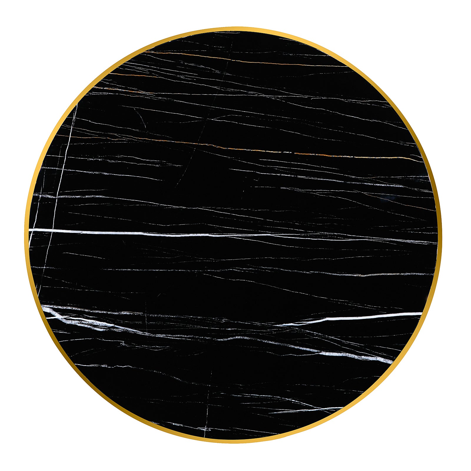 Round table |45" Black Round Top | Gold Metal X Base | T223