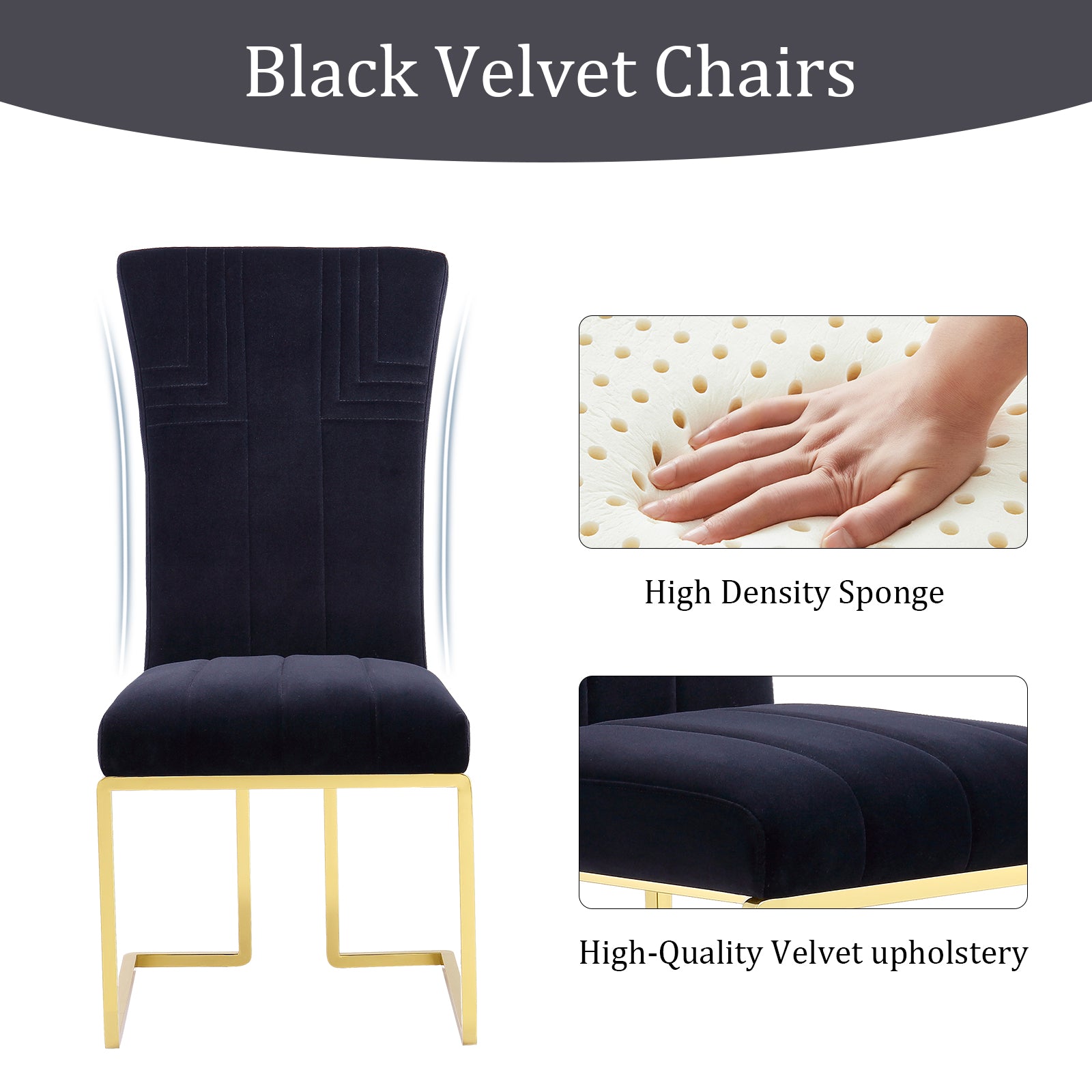 710 Set | AUZ Black and Gold Dining room Sets for 6