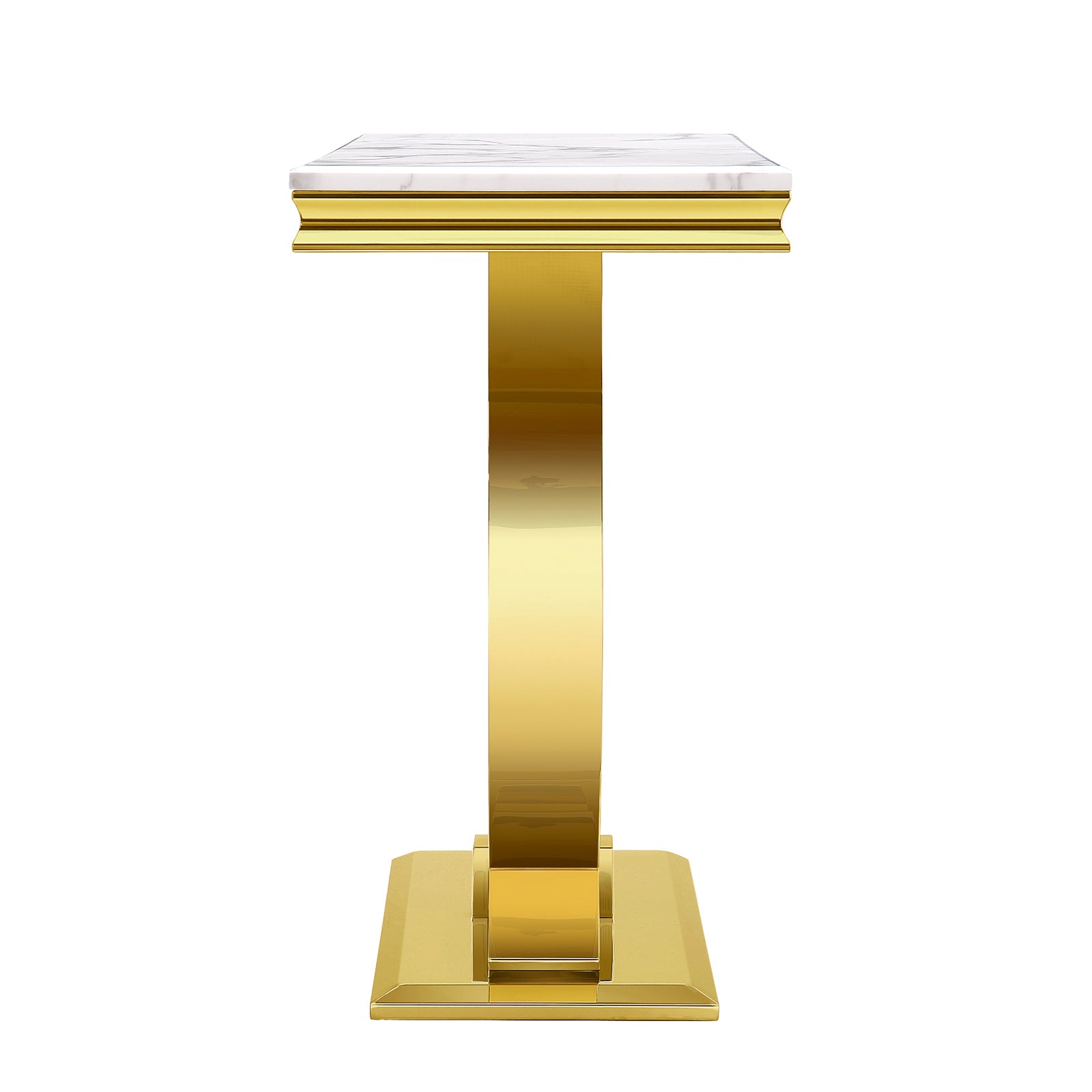White Gold Living room table Set | U Metal Base | L203