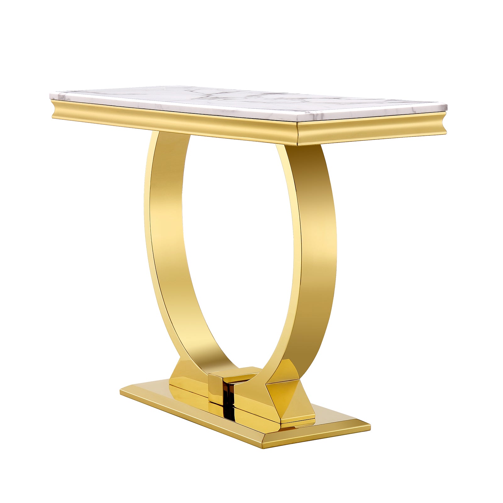 White Gold Living room table Set | U Metal Base | L203