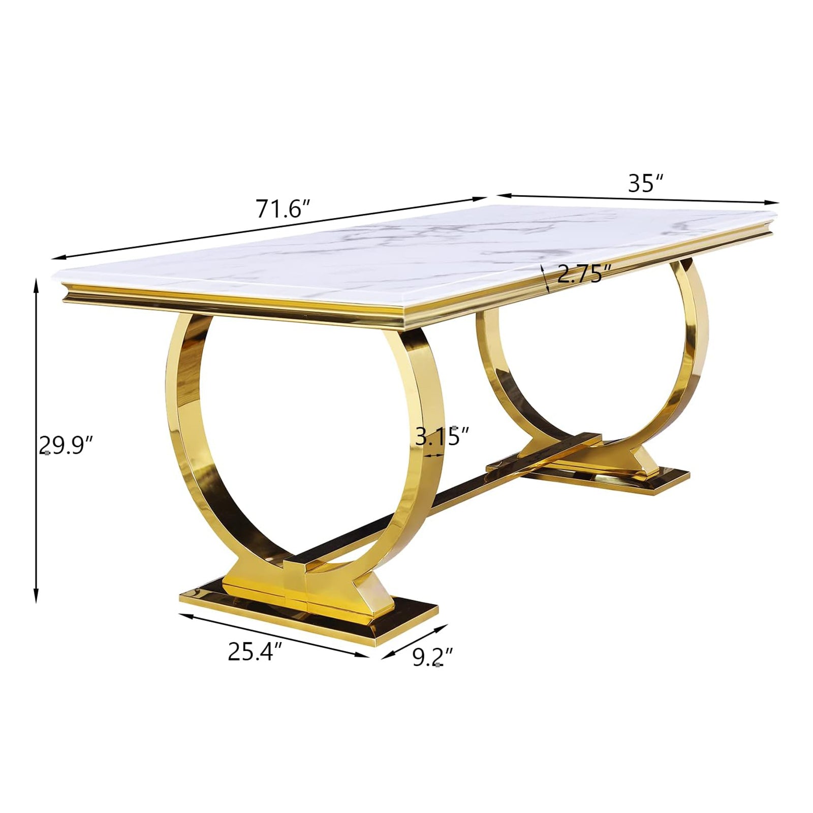 669-Set | AUZ White and gold Dining room Sets for 6
