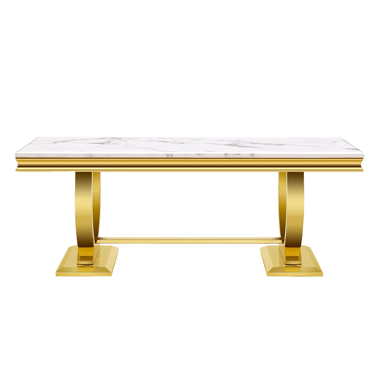 White Gold Living room table Set | U Metal Base | L203
