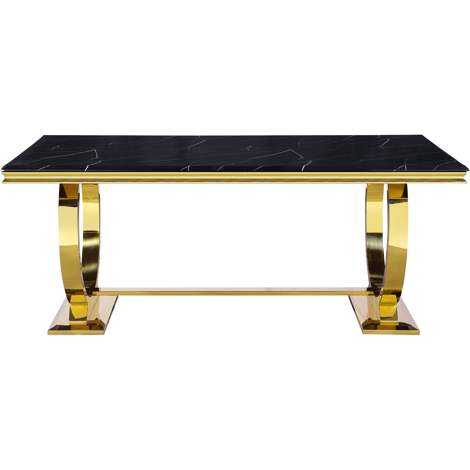 Black DIning table | 72" Rectangle Top | Gold Metal U Base| T207