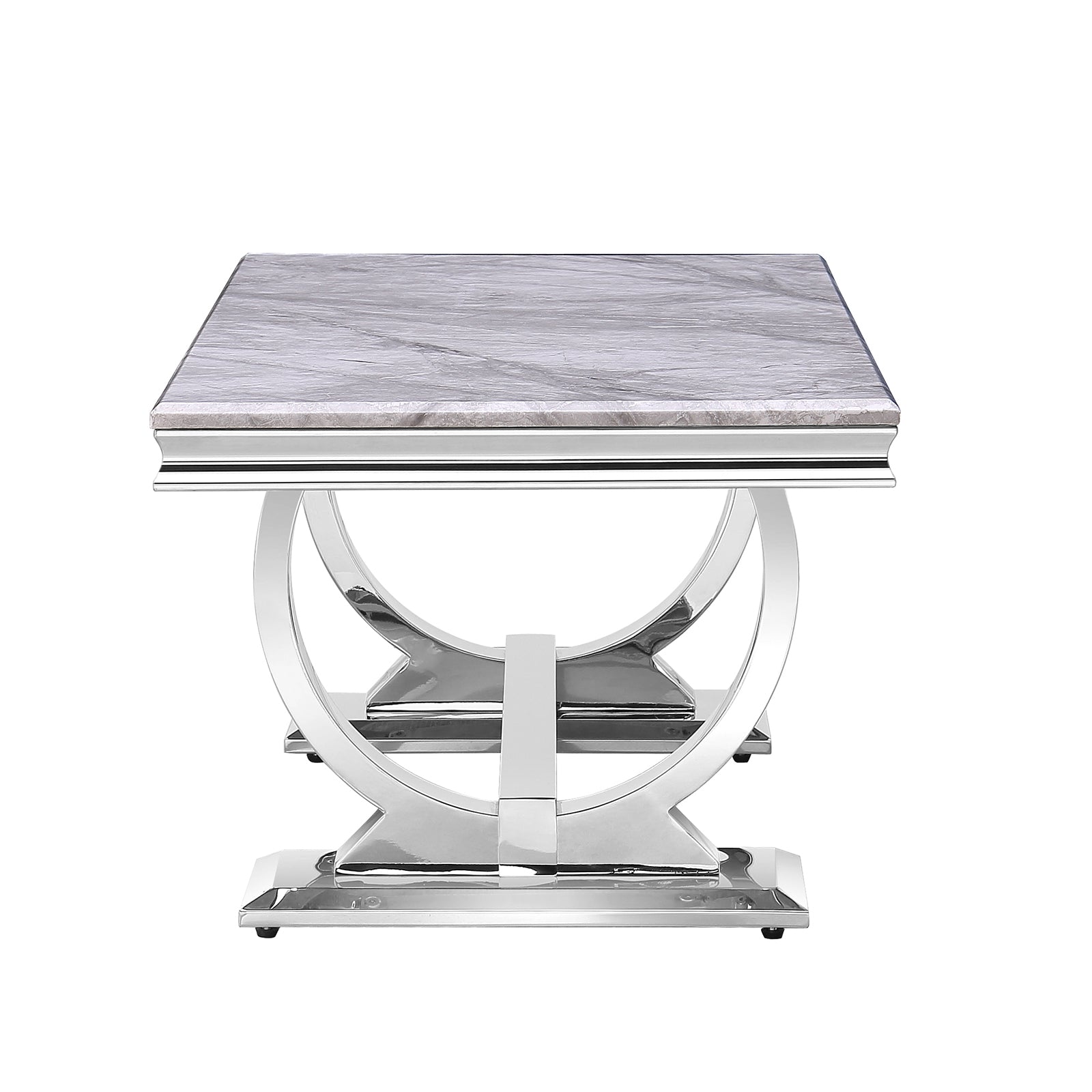 Silver Coffee Table with Metal U-Base | F307