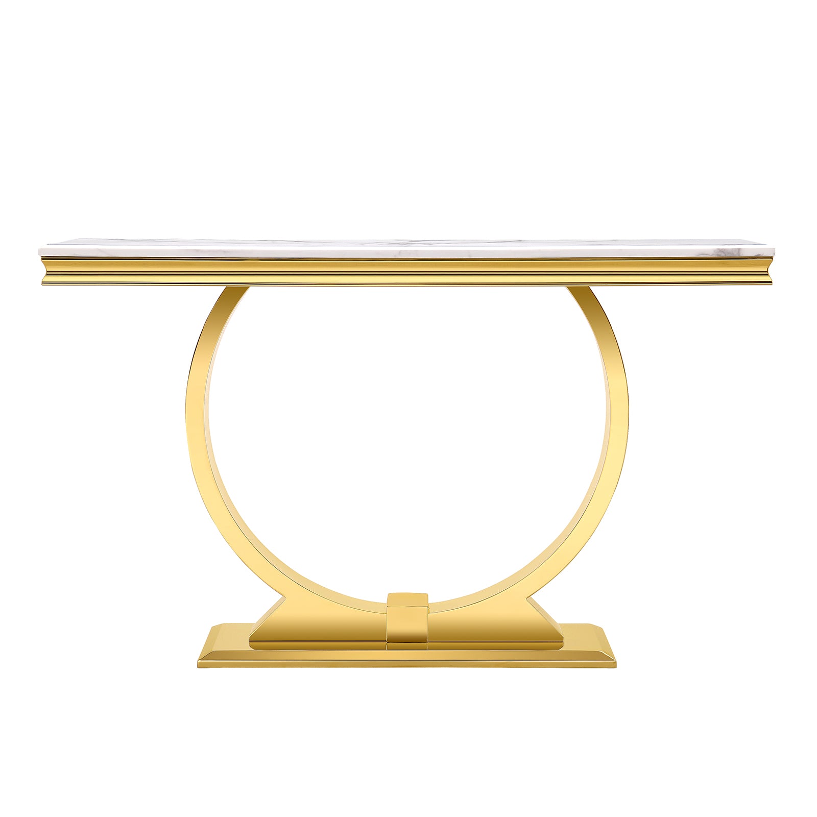 White Gold Living room table Set | U Metal Base | L203