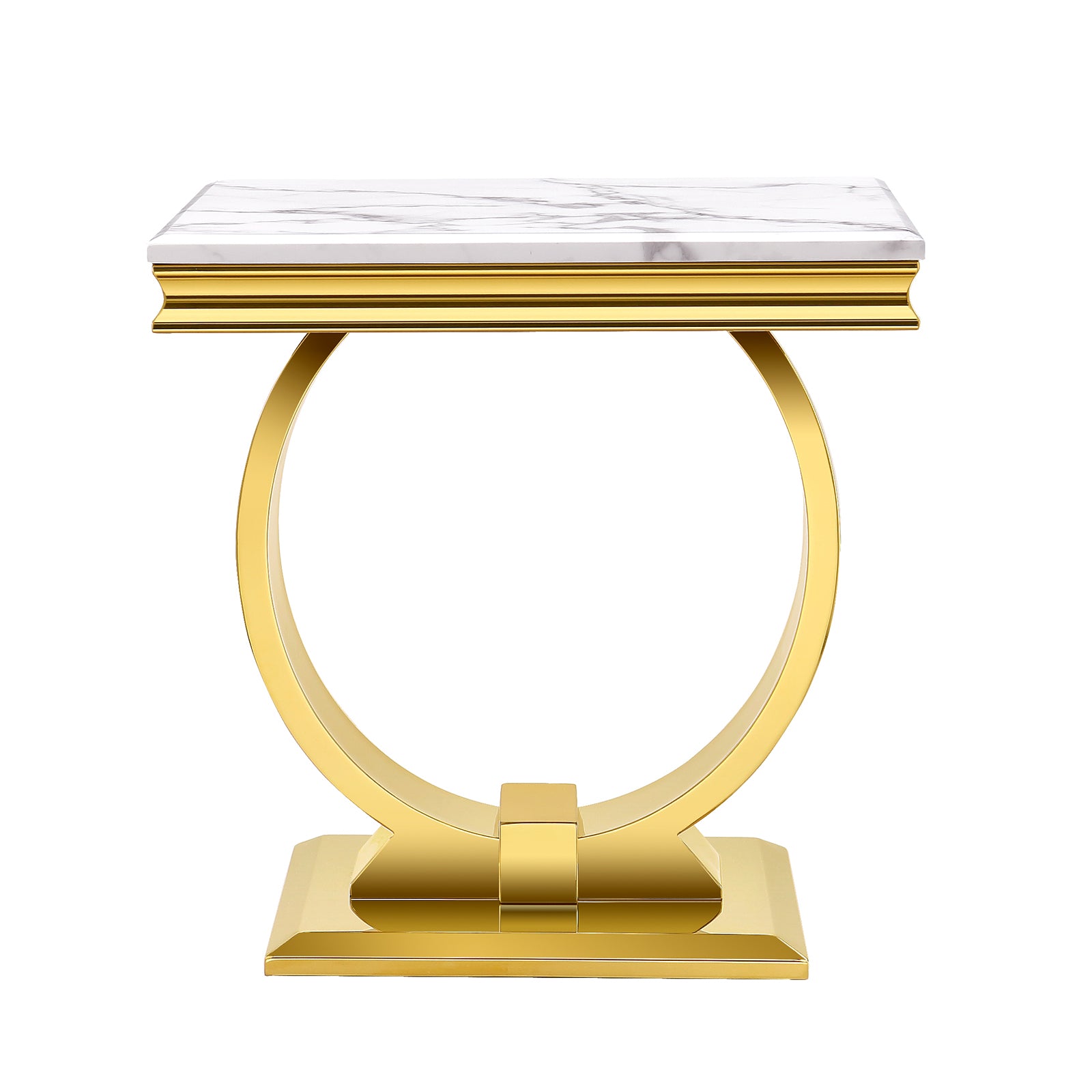 White Gold Living room table Set | U Metal Base | L203