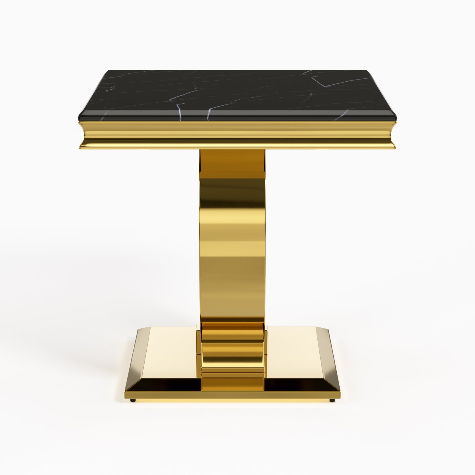 Black End Table With Gold Metal U Base | E400
