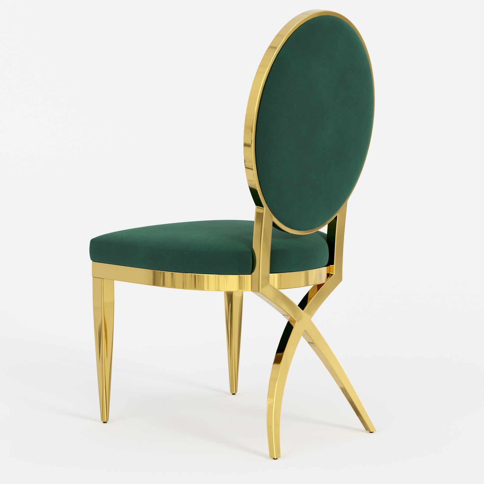 King Louis dining chairs | Dark green Velvet | Metal legs | C115