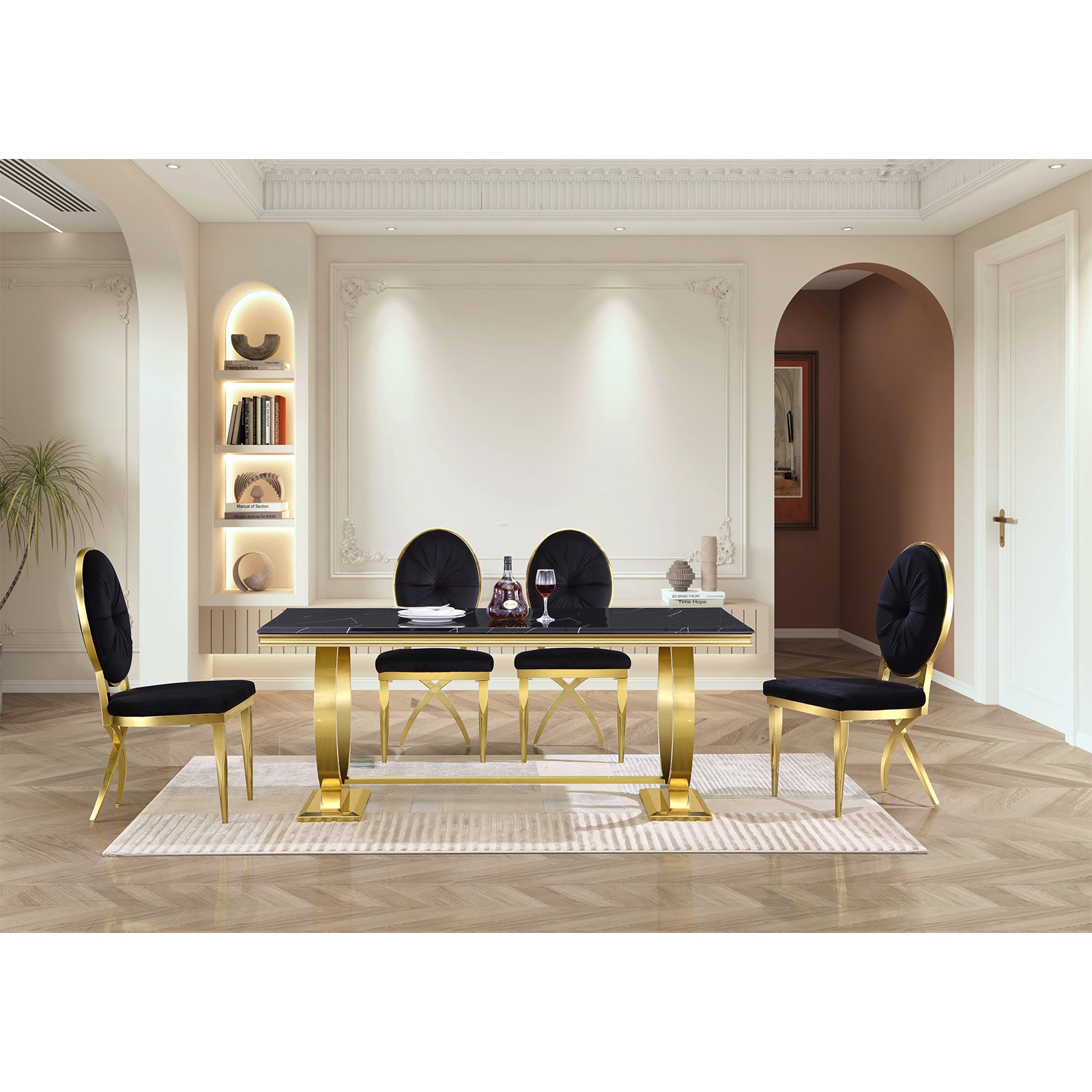 King Louis dining chairs | Black Velvet | Metal legs | C116