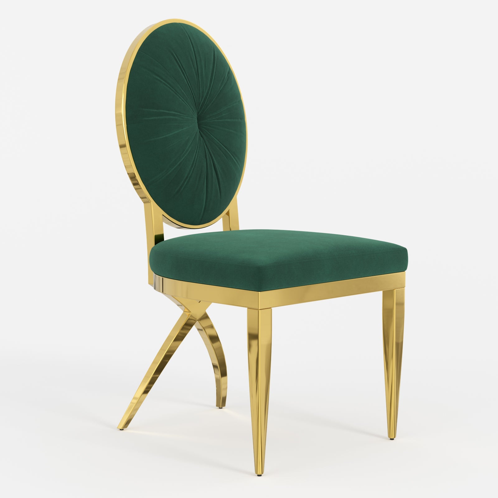 King Louis dining chairs | Dark green Velvet | Metal legs | C115
