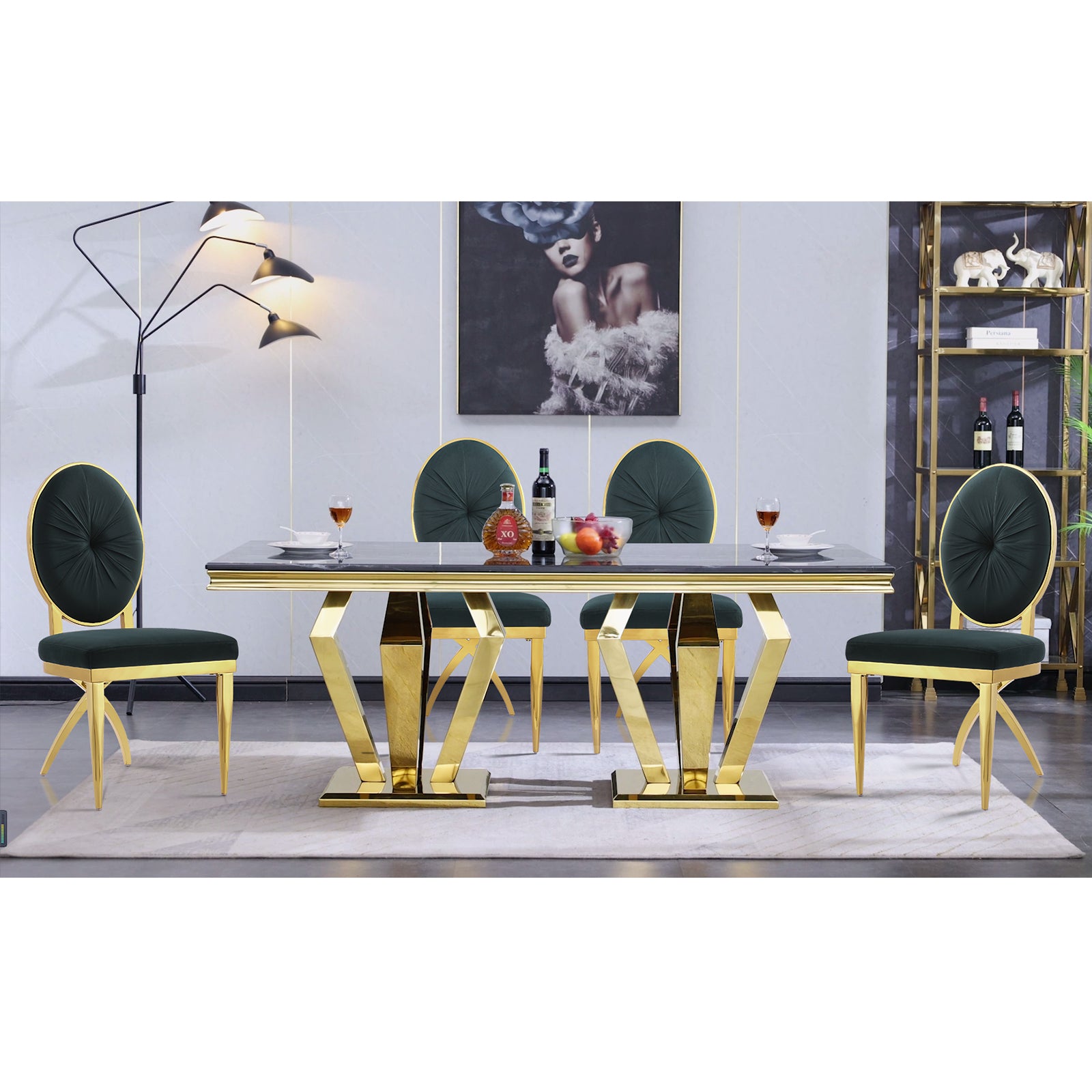 Wholesale Green King Louis dining chairs