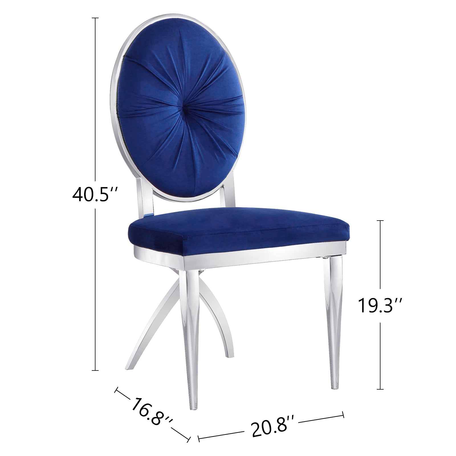 King Louis dining chairs | Blue Velvet | Metal legs | C117