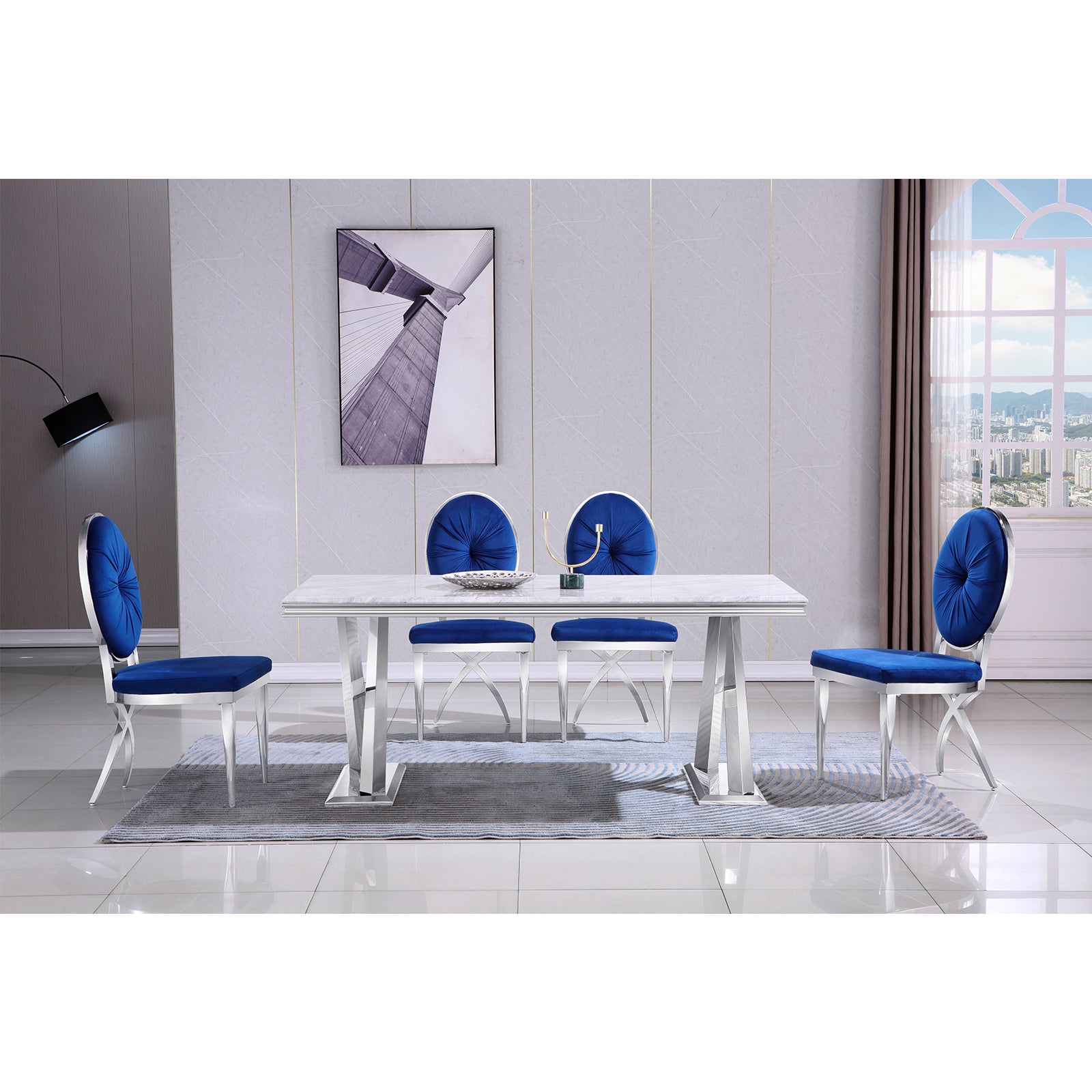 King Louis dining chairs | Blue Velvet | Metal legs | C117