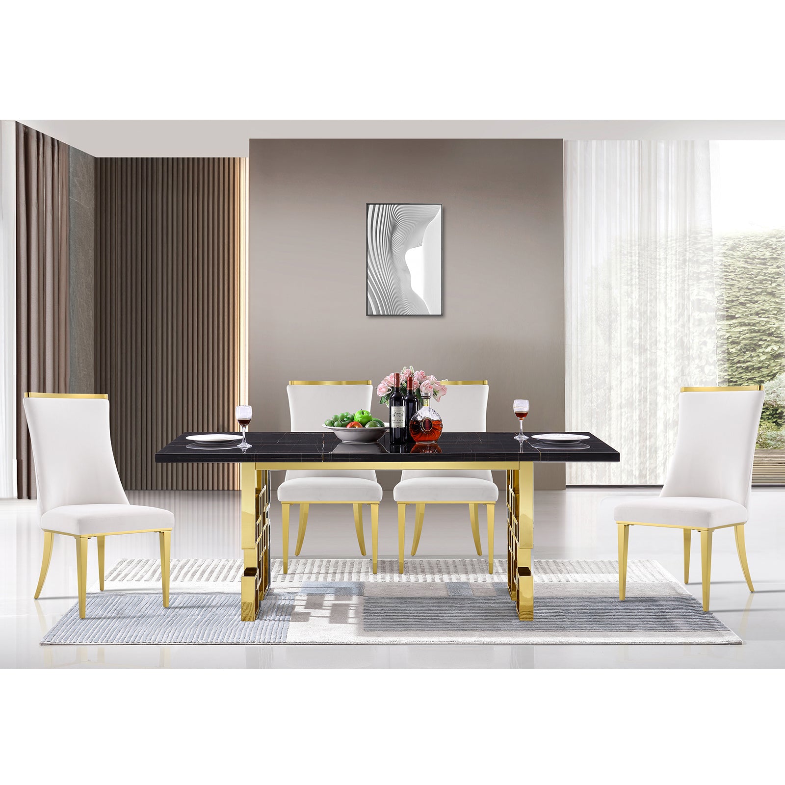 718 Set | AUZ White and Gold Dining room Sets for 6