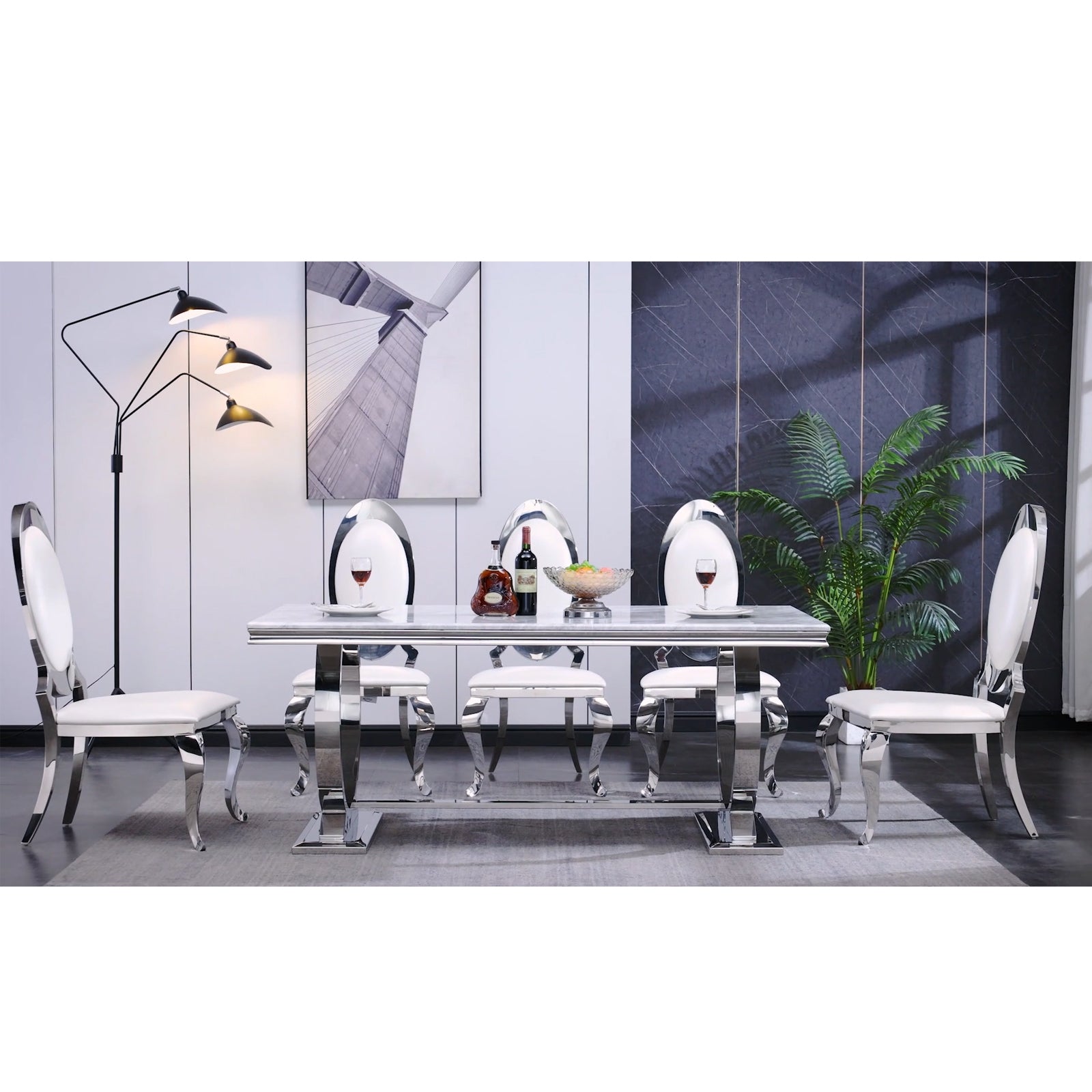 610-Set | AUZ Silver and Gray Dining room Sets for 6