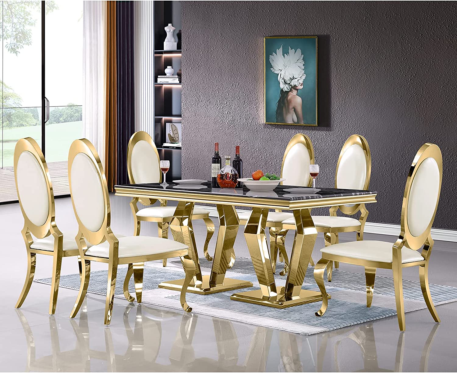 King Louis Chairs | White leather | Oval Back | C109