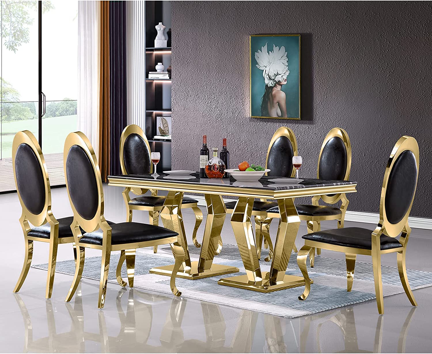 King Louis Chairs | Black leather | Oval Back | C110