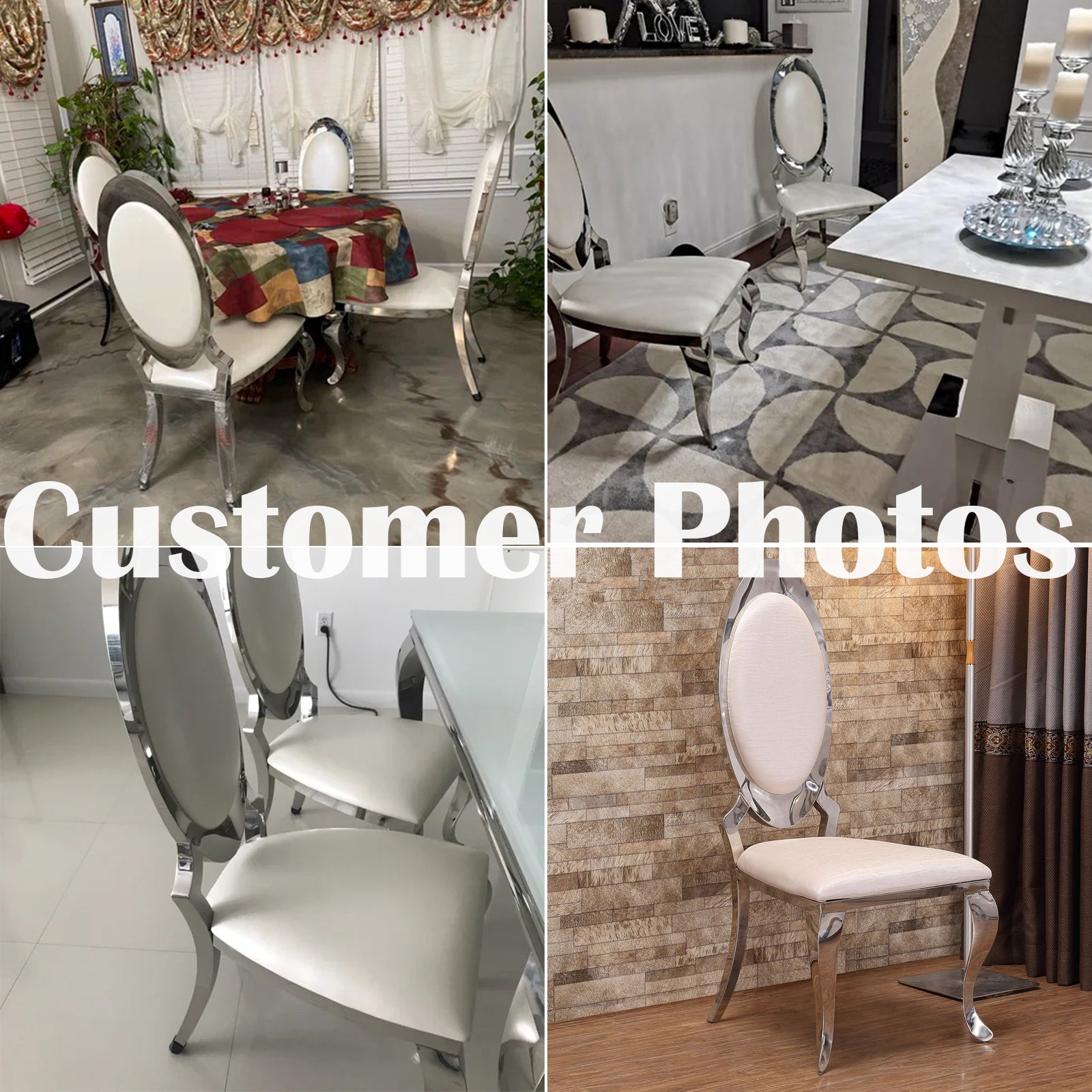 King Louis Chairs | White leather | Oval Back | C111
