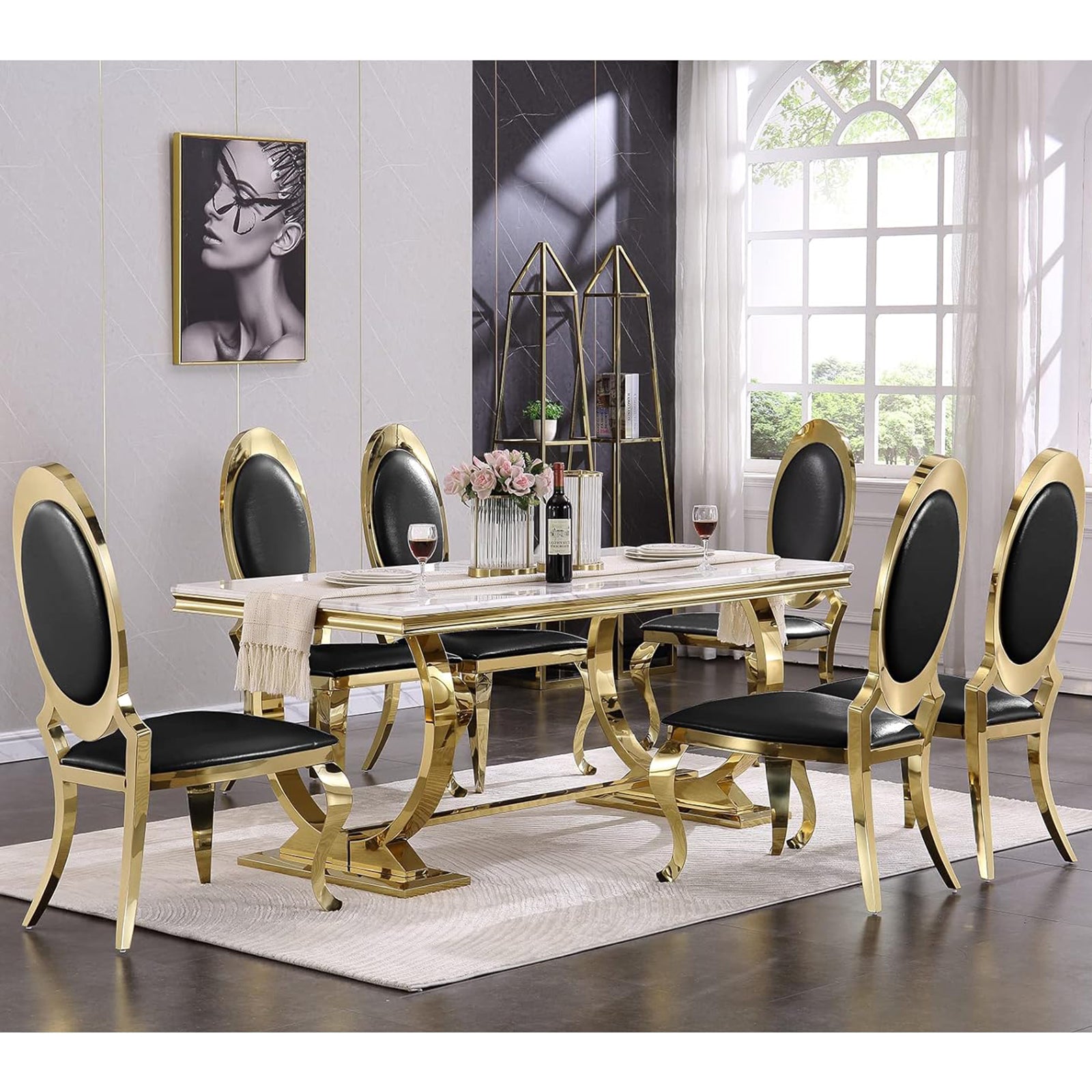 King Louis Chairs | Black leather | Oval Back | C110