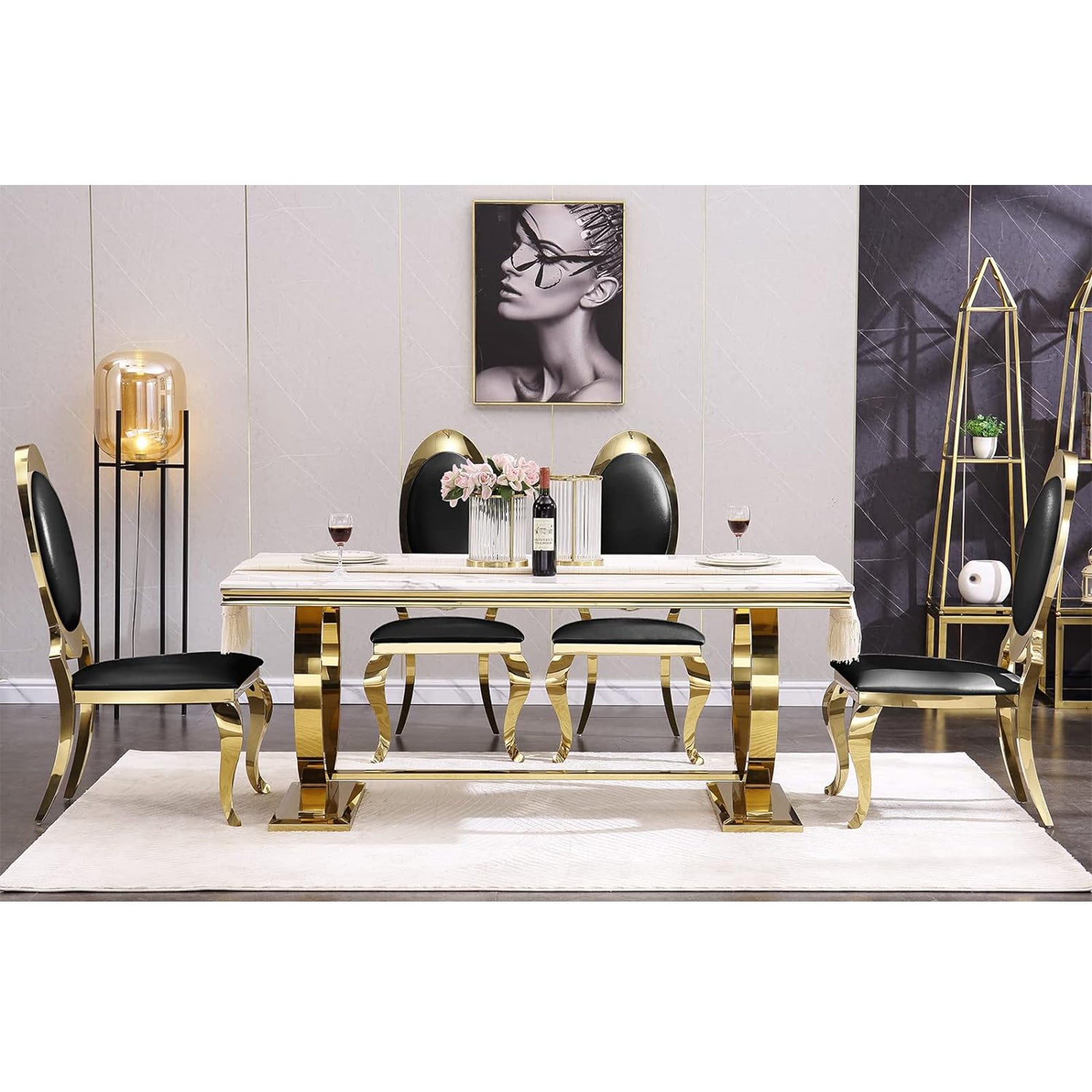 612-Set | AUZ Black and Gold Dining room Sets for 6