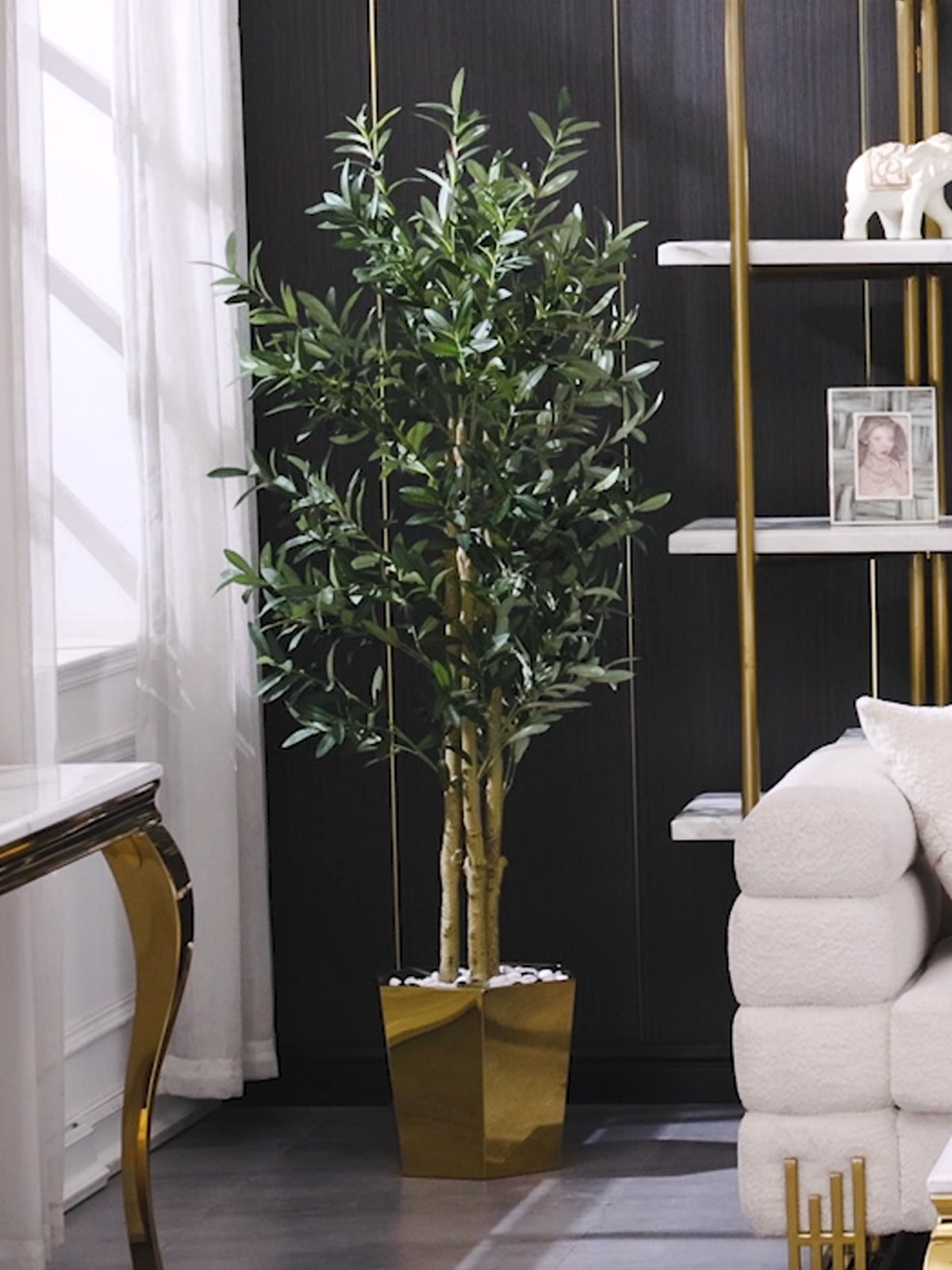 Artificial Olive Tree set of 2 | 5ft | Gold metal pot | A102