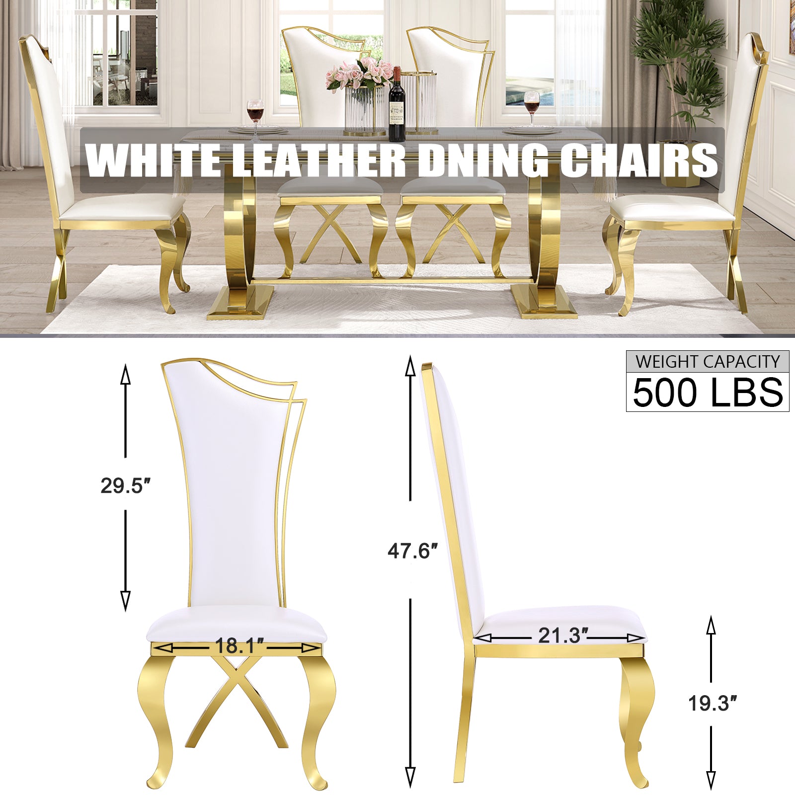 684-Set | AUZ White and Gold Dining room Sets for 6