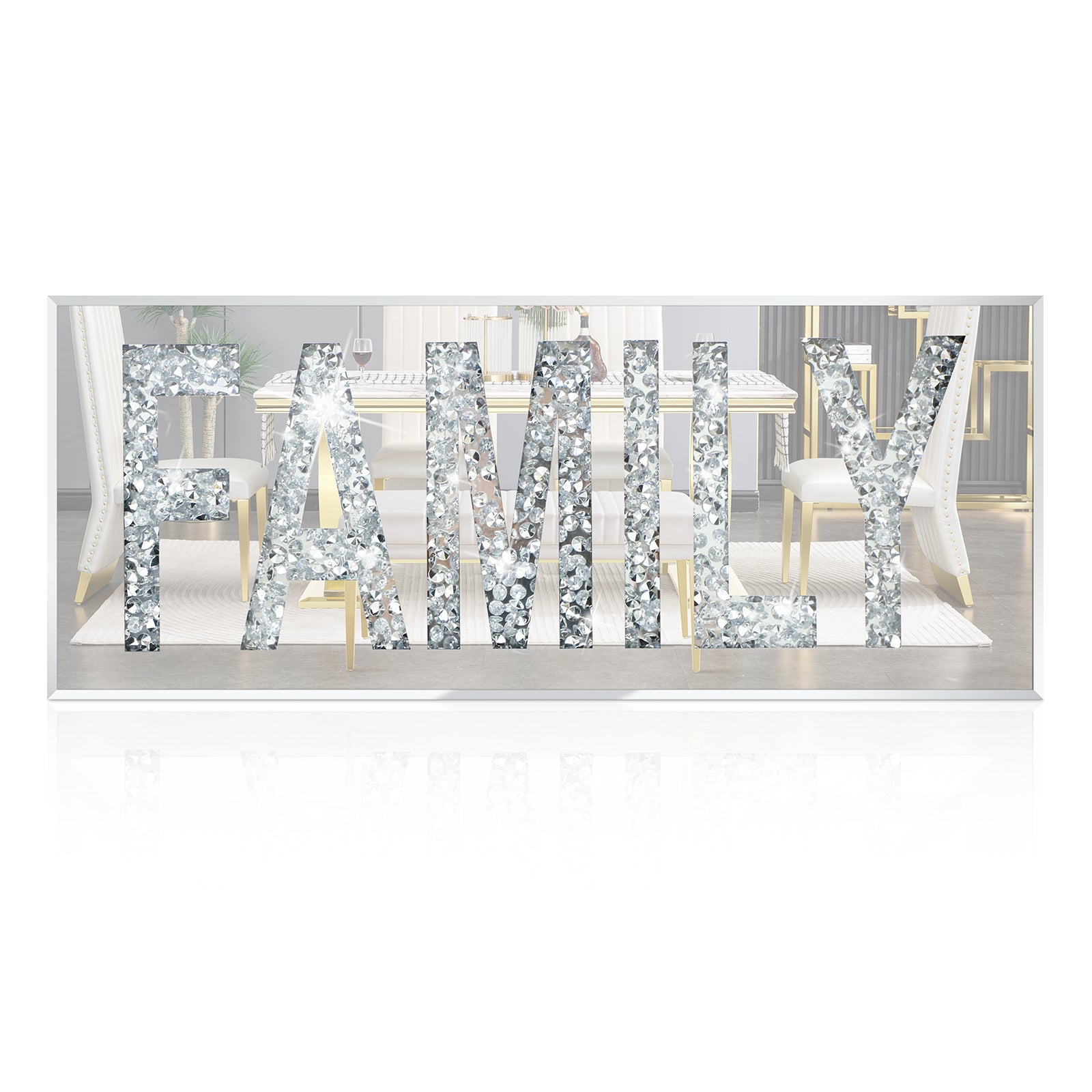 Glass Rectangle mirror | FAMILY sign | Minimalist Wall Art Decor