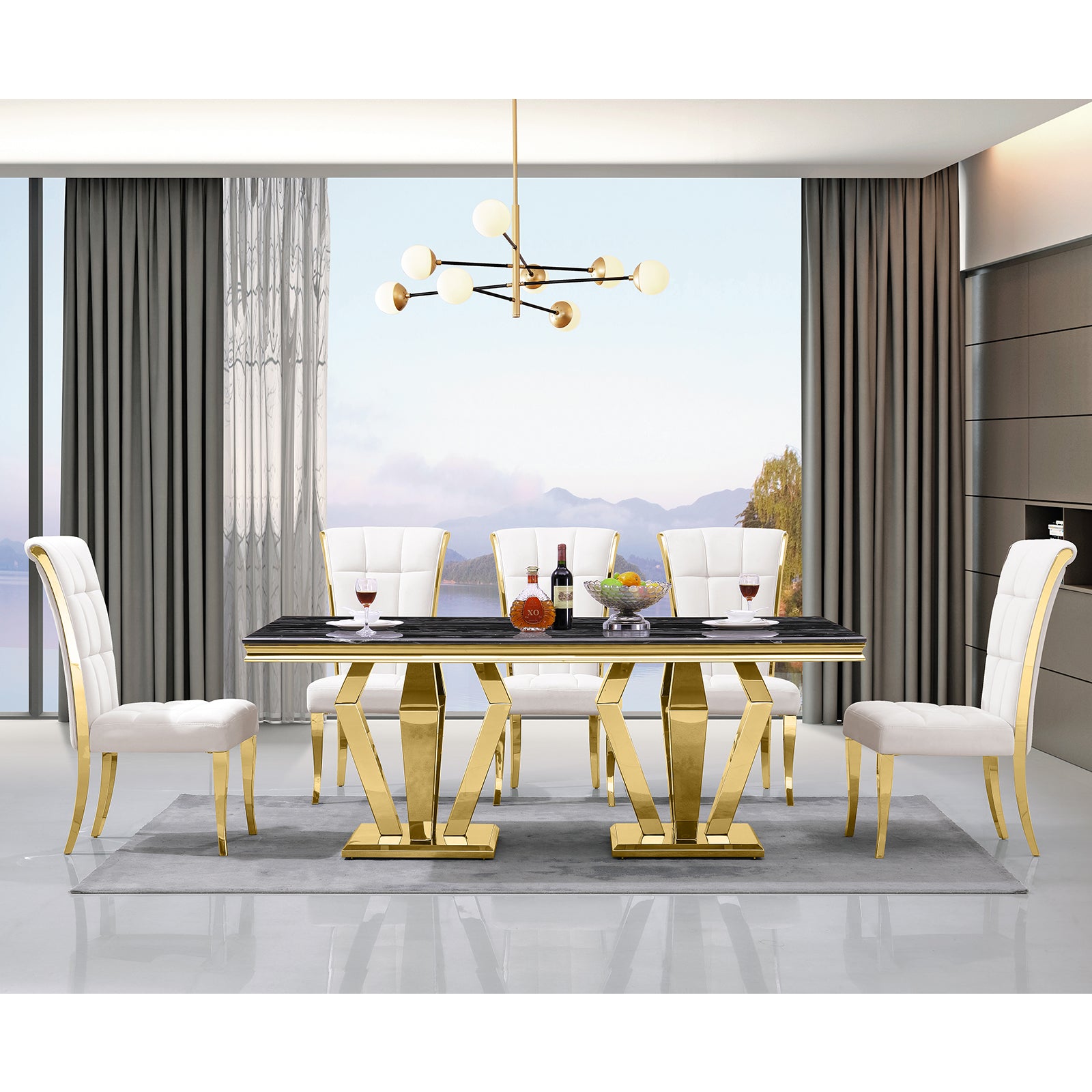 Wholesale White Gold Velvet Dining Chairs