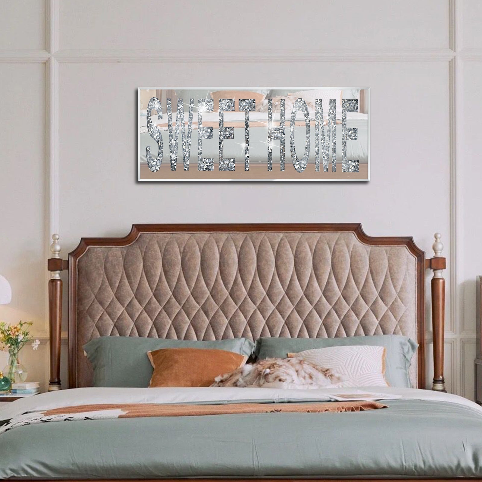 Glass Rectangle mirror | SWEET HOME sign | Minimalist Wall Art Decor