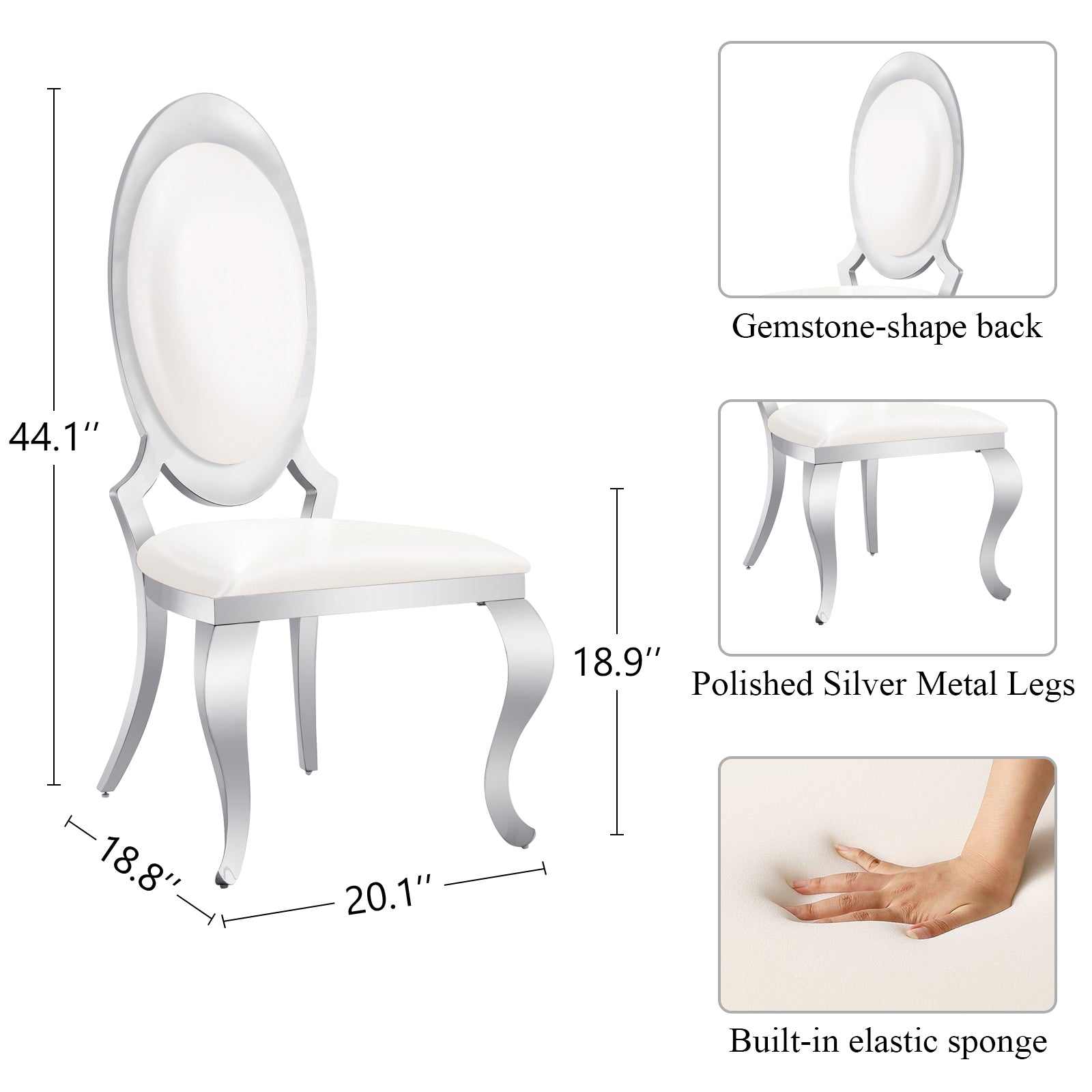 King Louis Chairs | White leather | Oval Back | C111