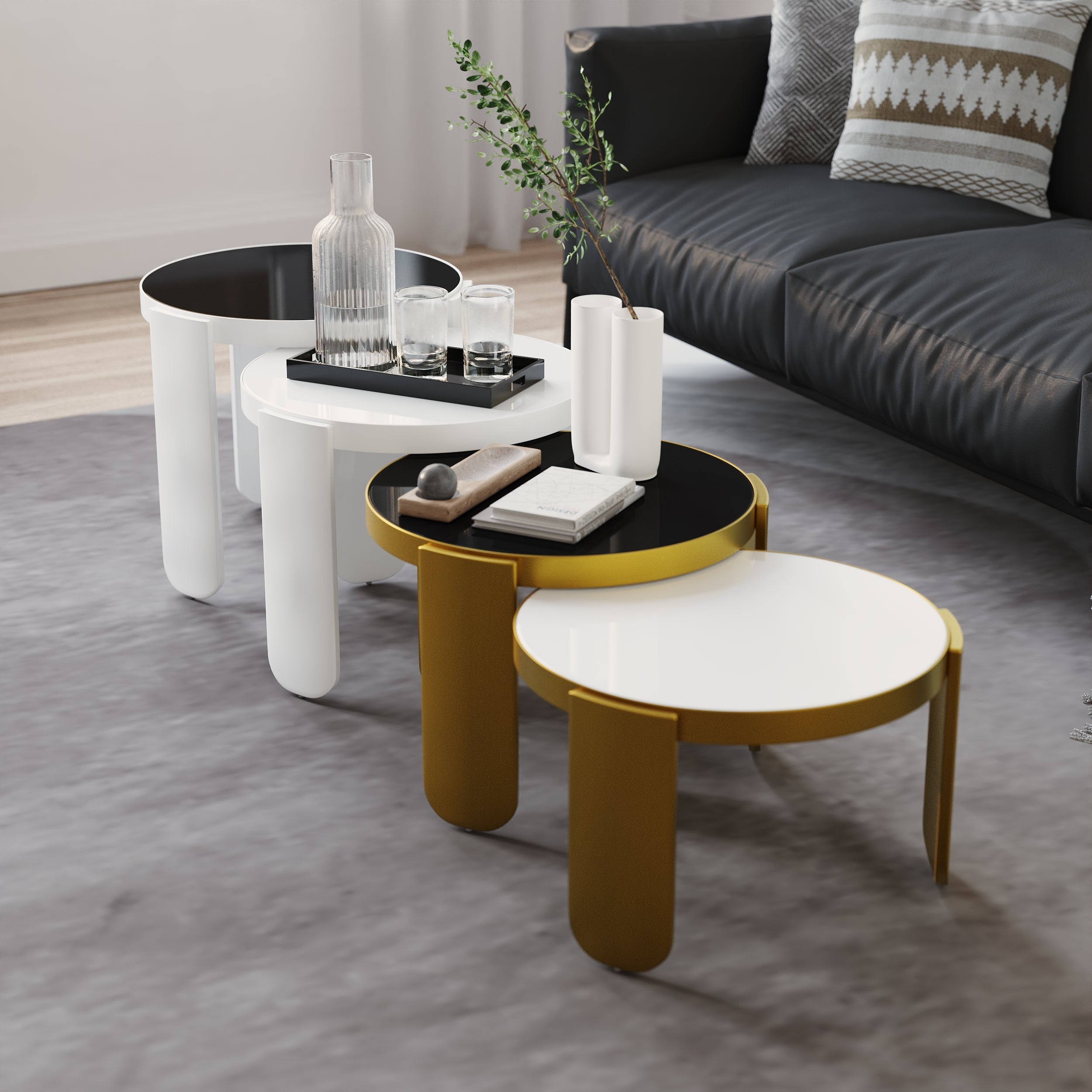 4 in 1 stackable nesting table, modern and save space.