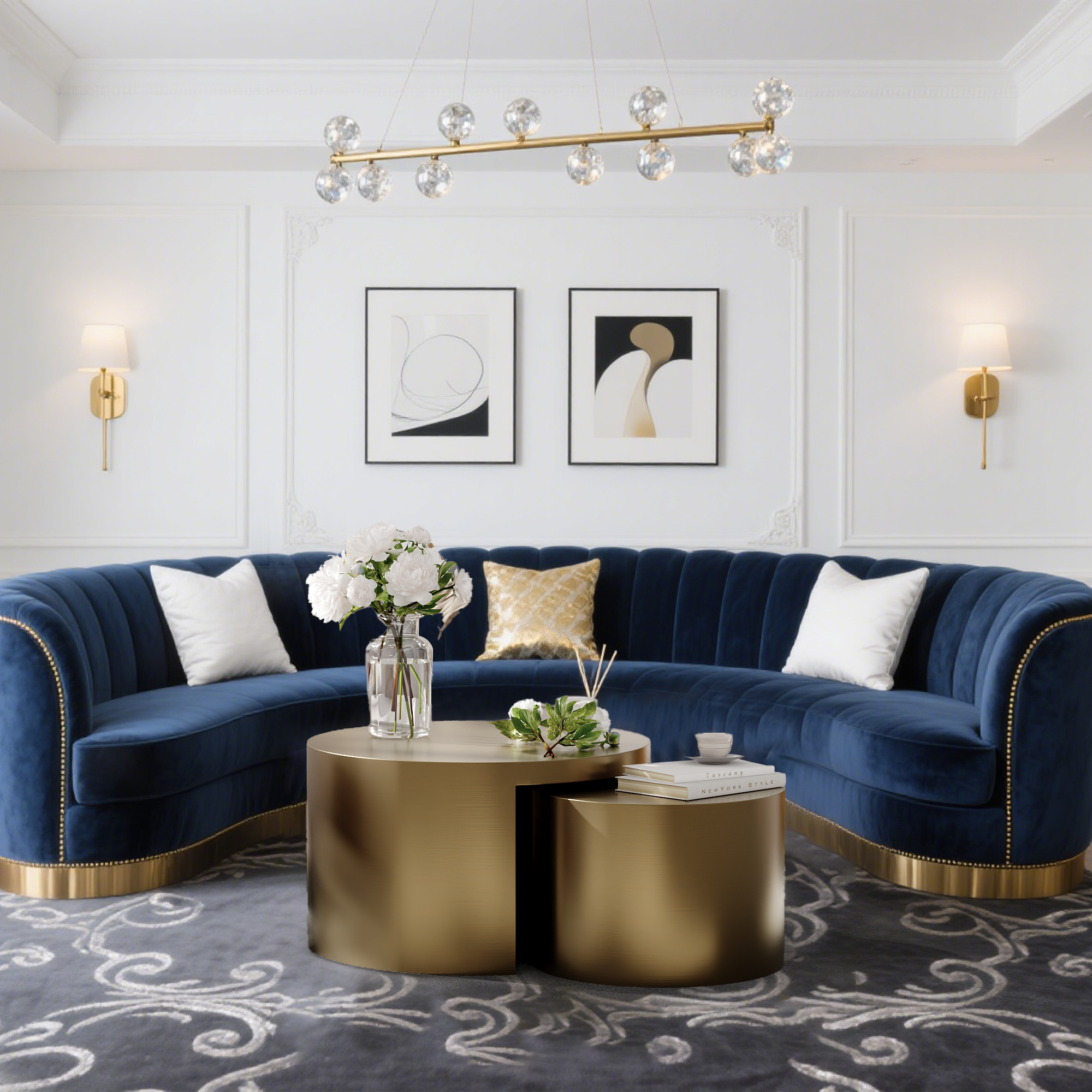 Brass nesting table, modern and simple, suitable for living room and office!